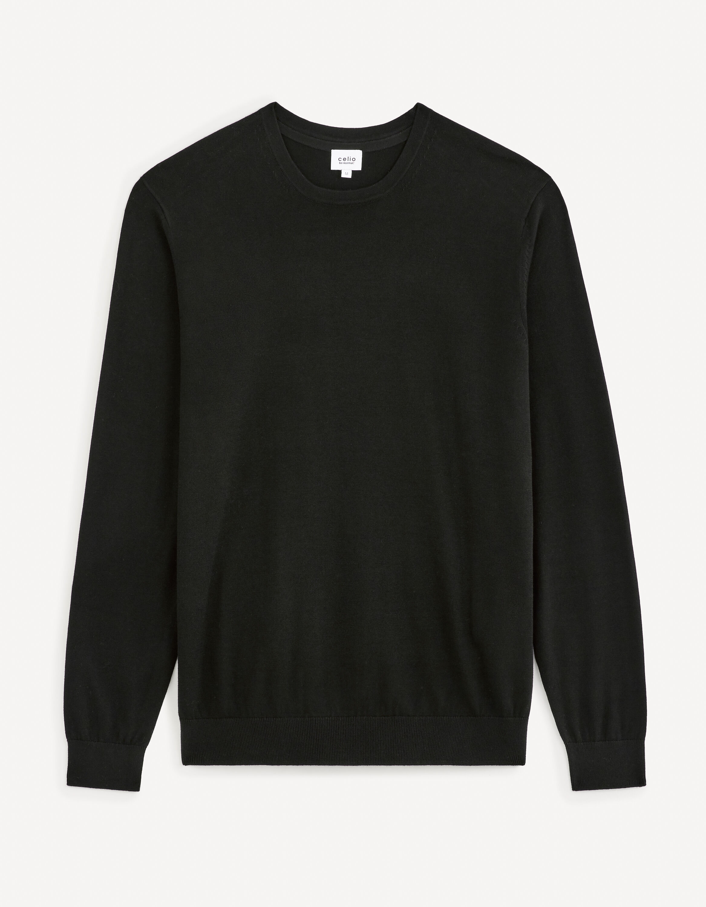 Pull col rond 100% coton - noir