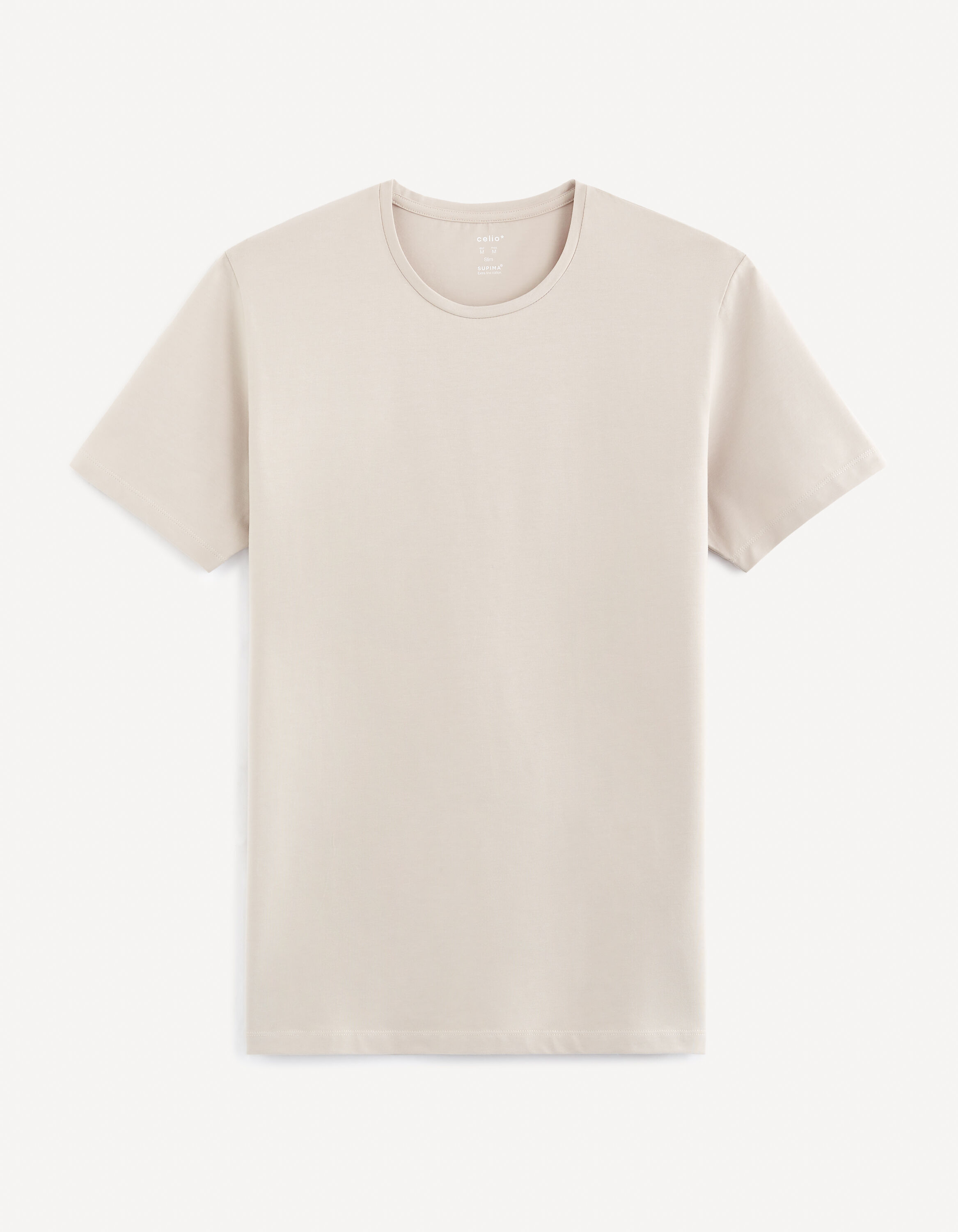 T-shirt col rond coton stretch - beige