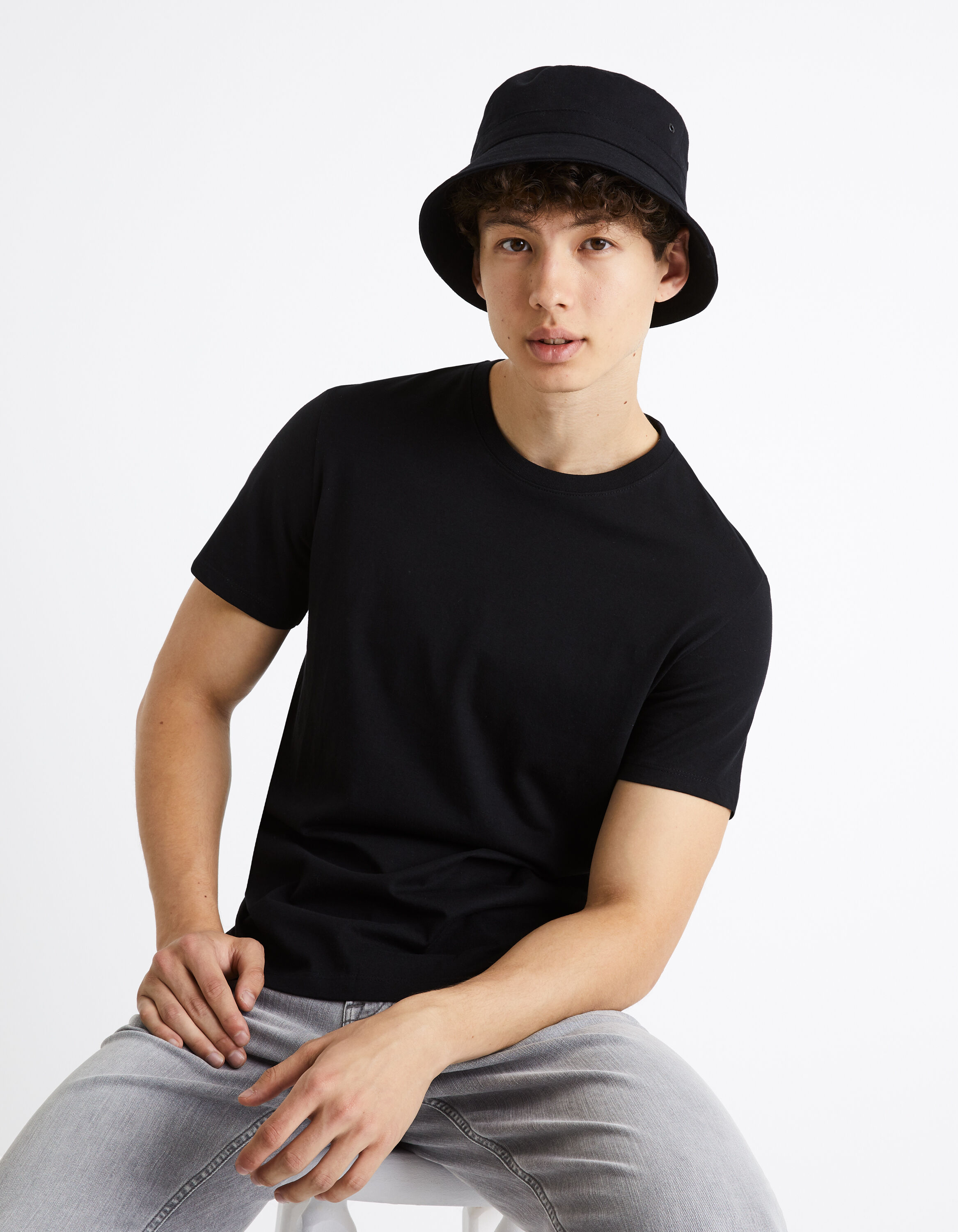 T-shirt col rond 100% coton - noir