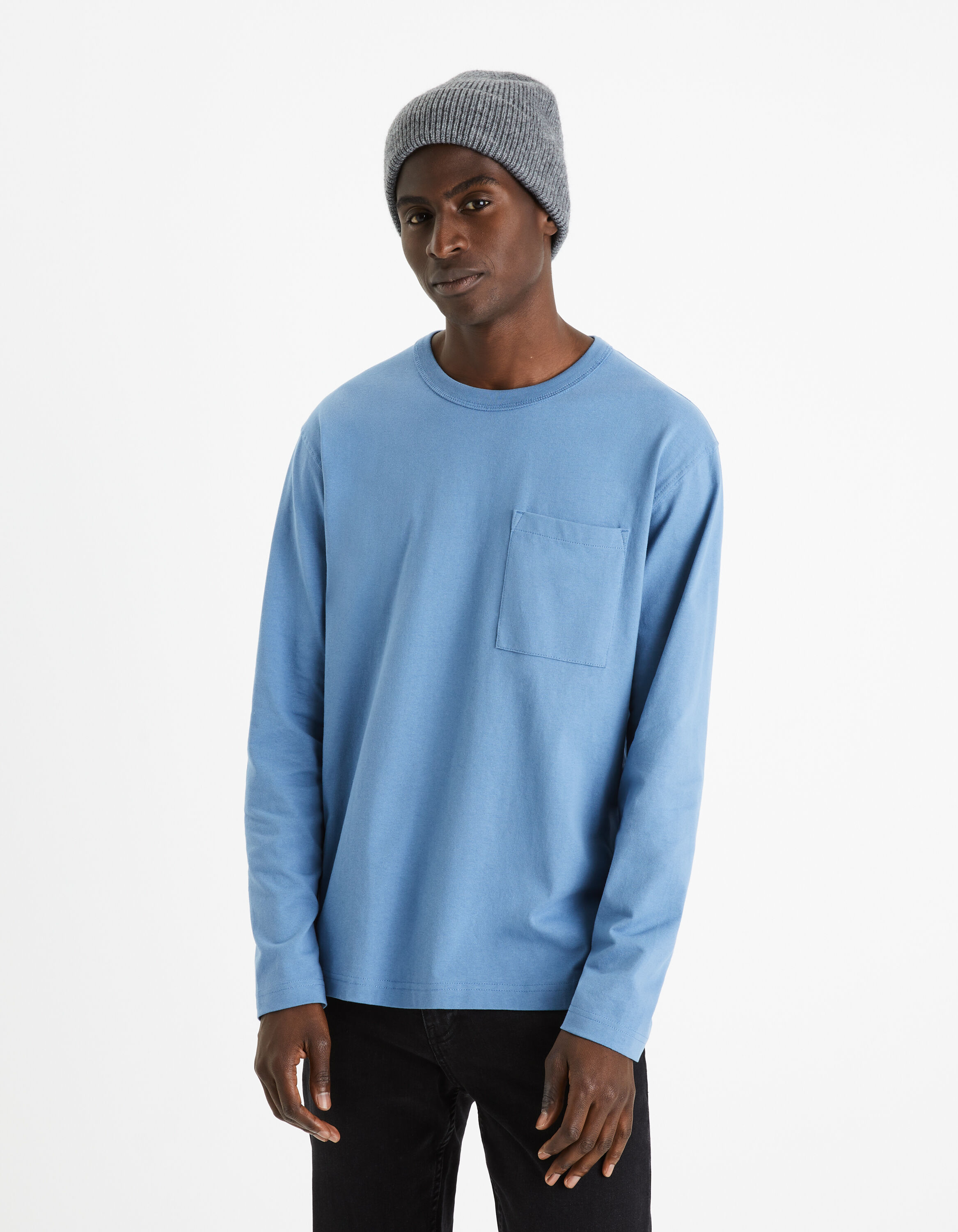 T-shirt col rond 100% coton - bleu