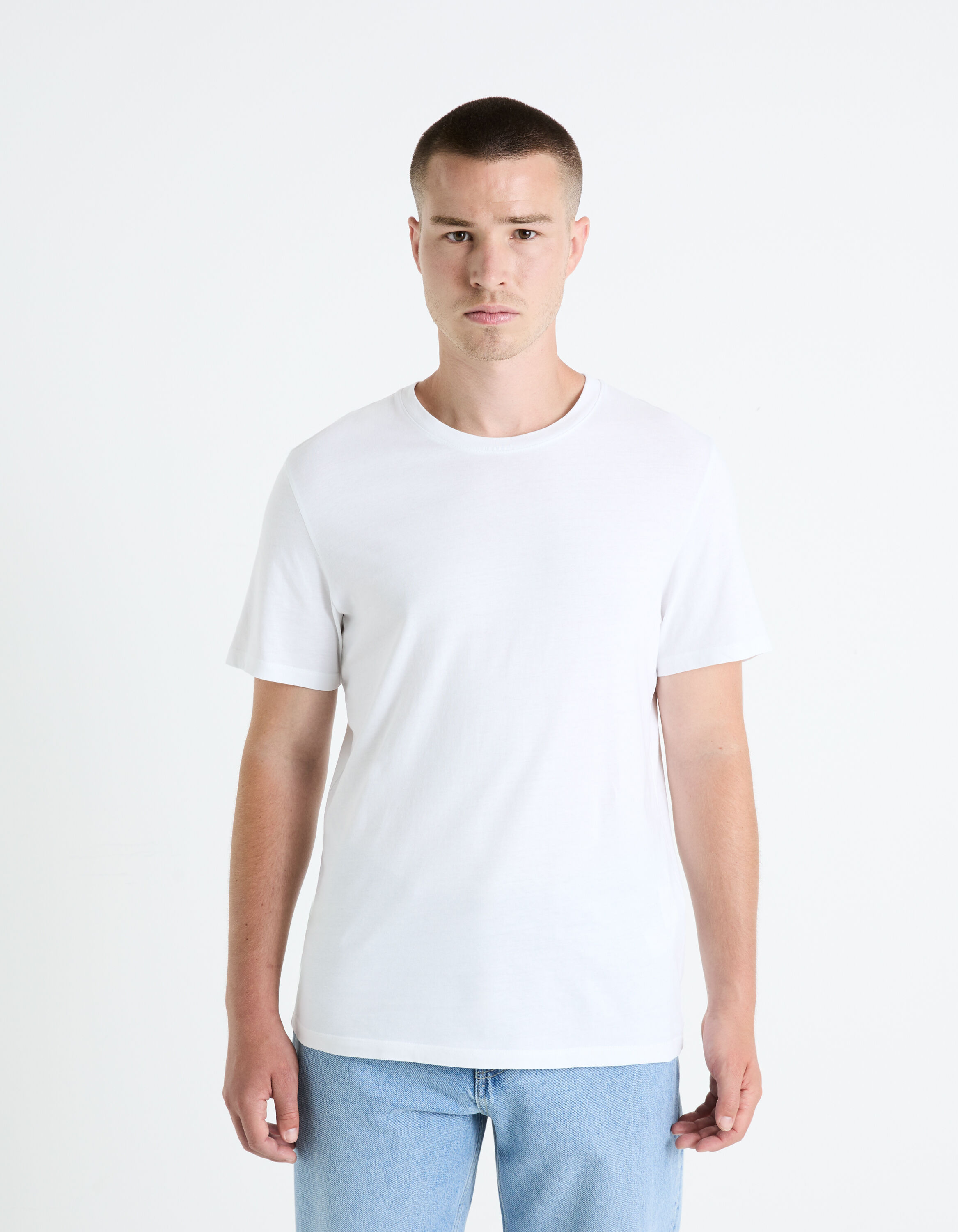 T-shirt col rond 100% coton - blanc