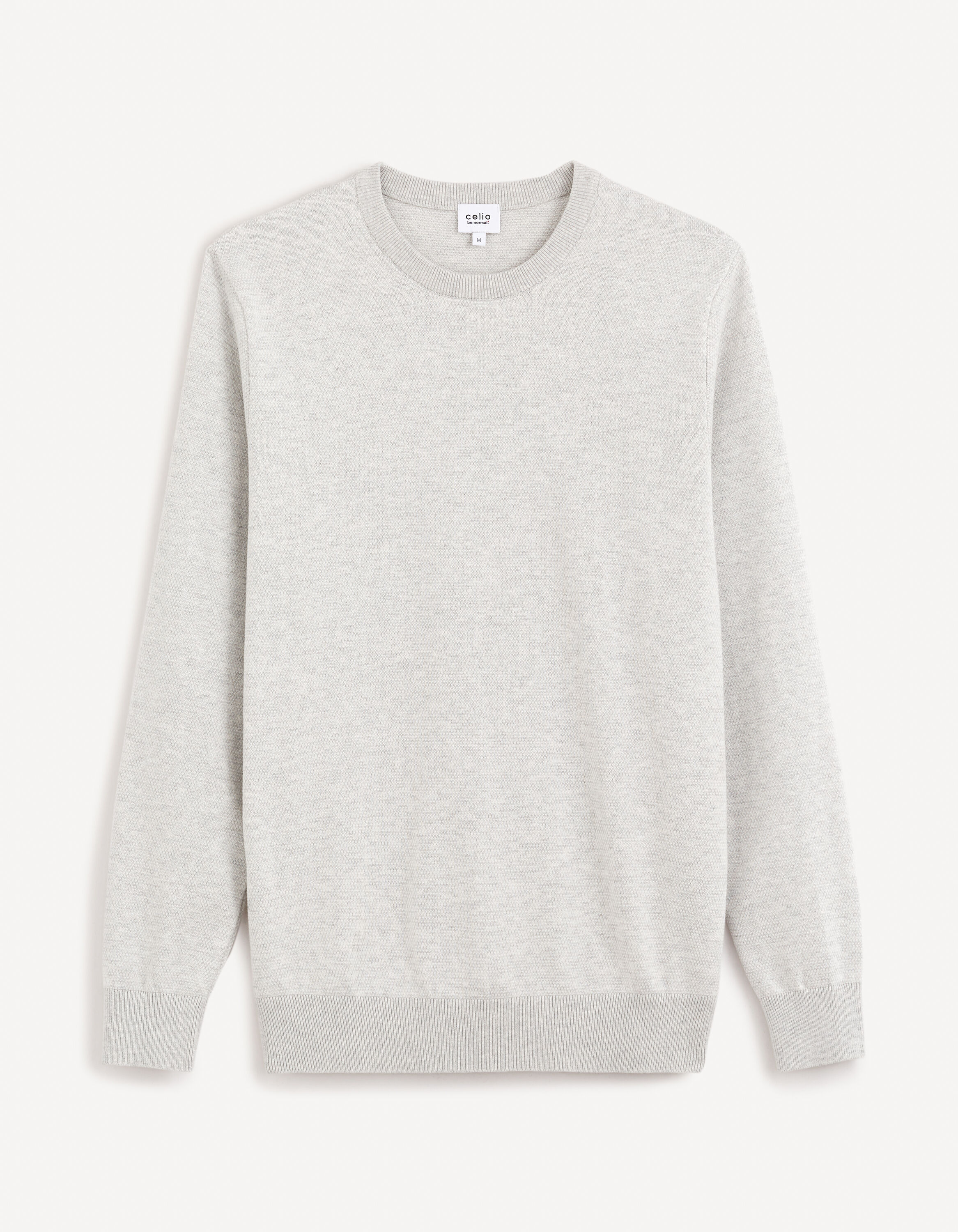 Pull col rond 100% coton - gris chine