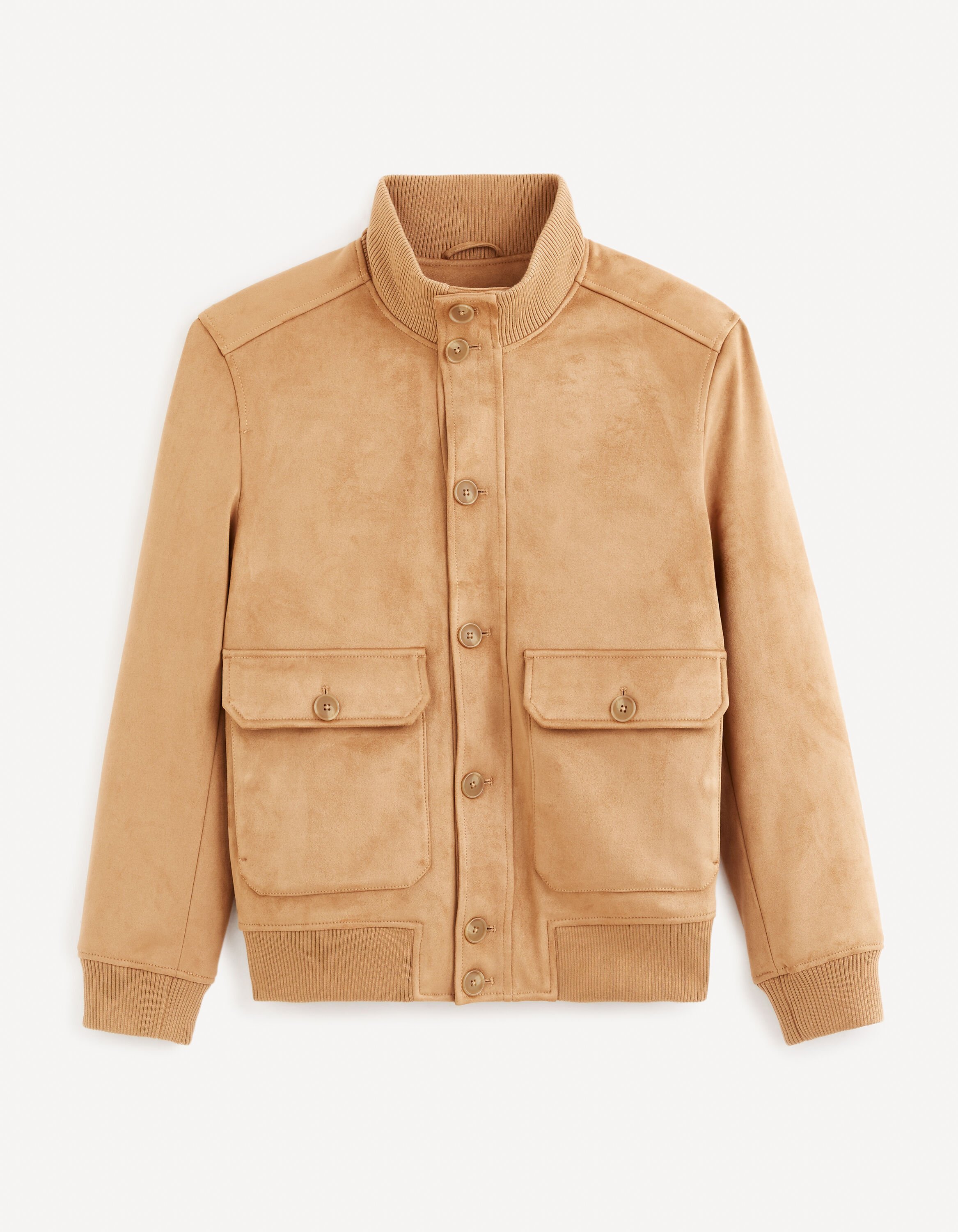 Blouson faux daim col montant - sand