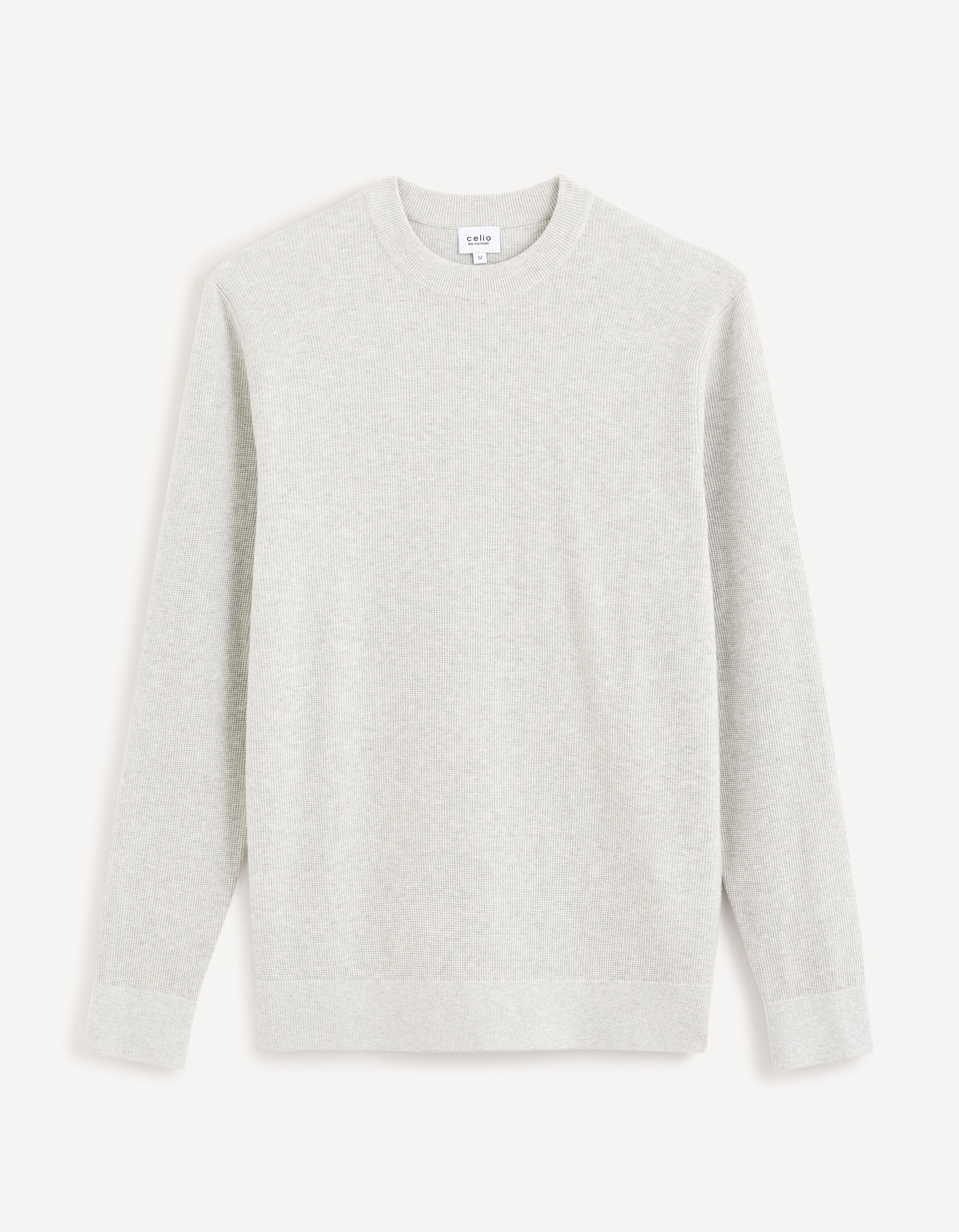 Pull col rond 100% coton - gris