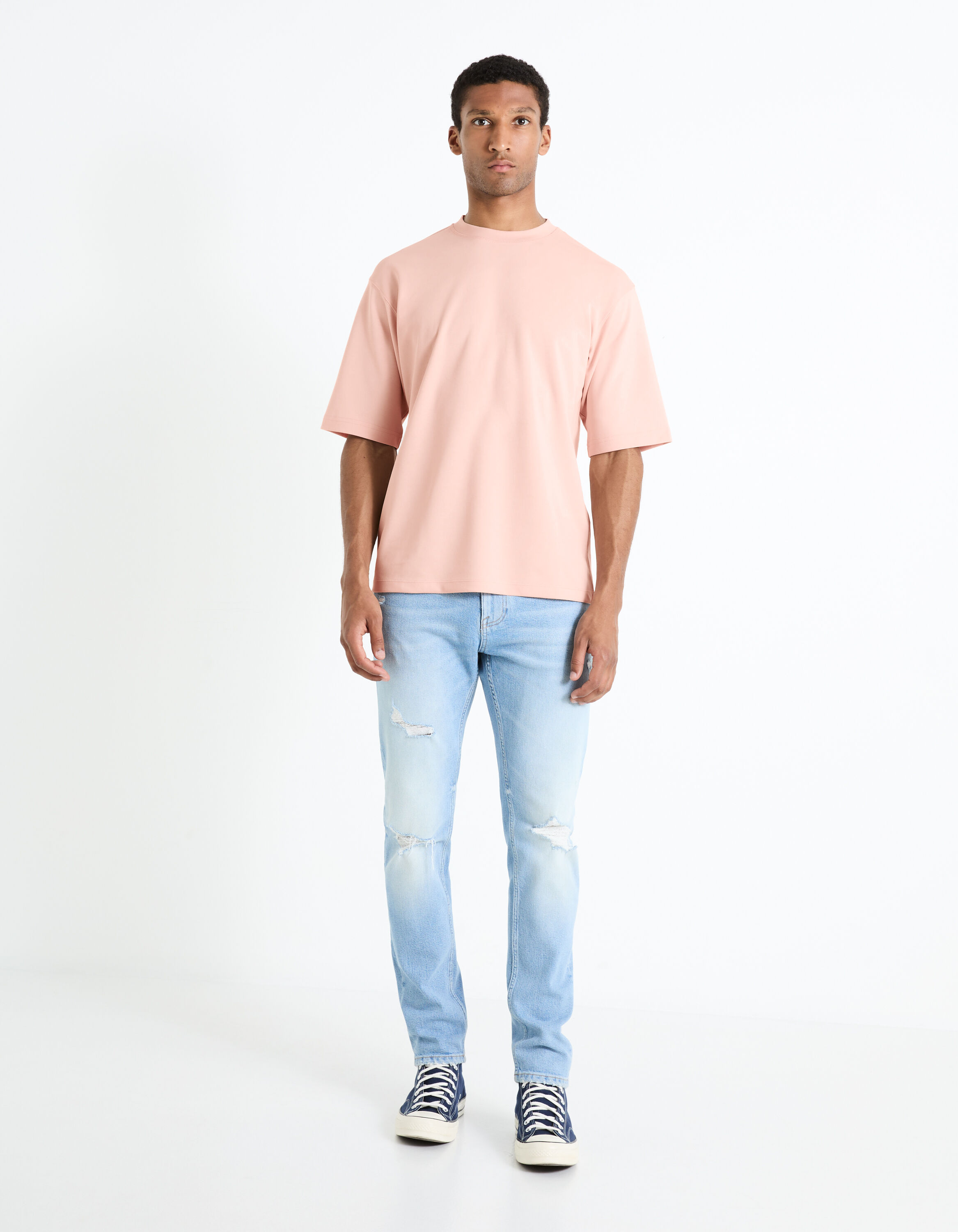 T-shirt col rond - rose