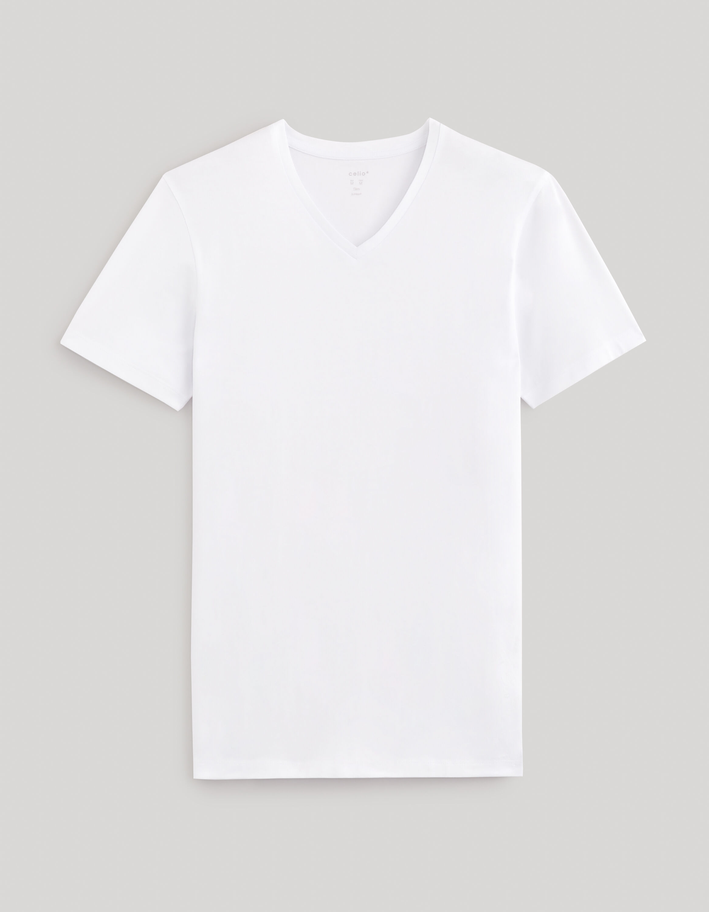 T-shirt col V coton stretch - blanc