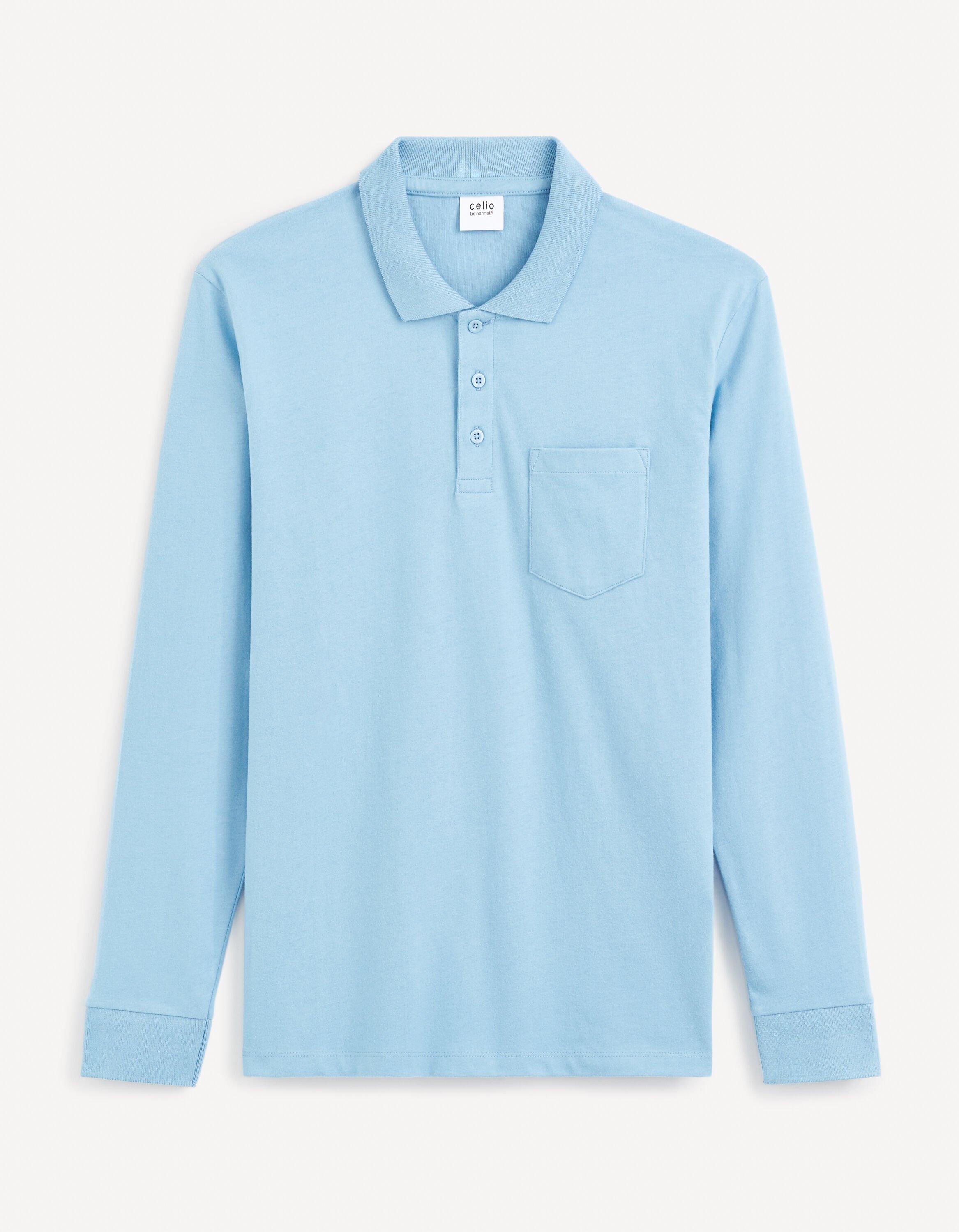 Polo jersey manches longues 100% coton - bleu
