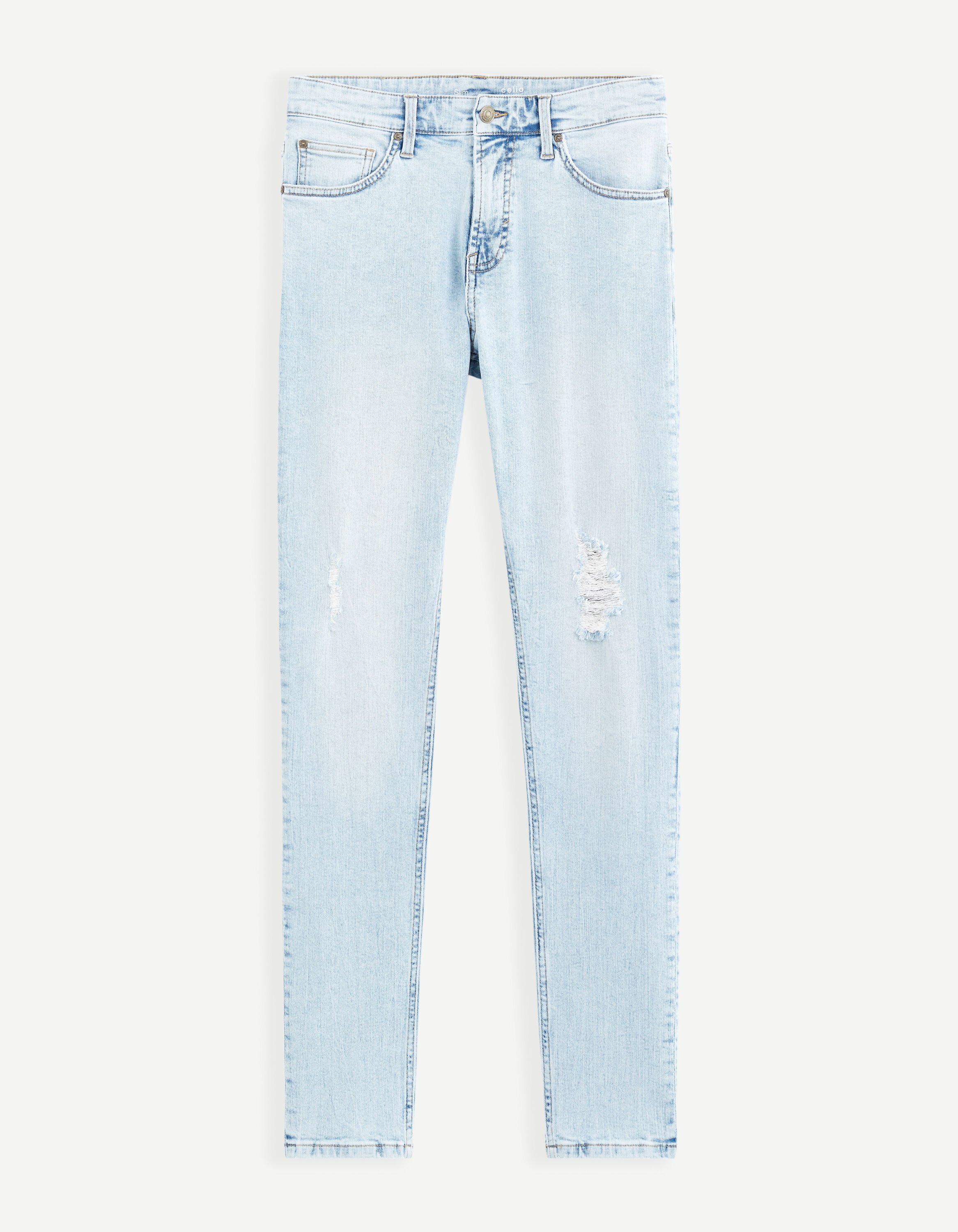 Jean slim C25 destroy - bleu bleached