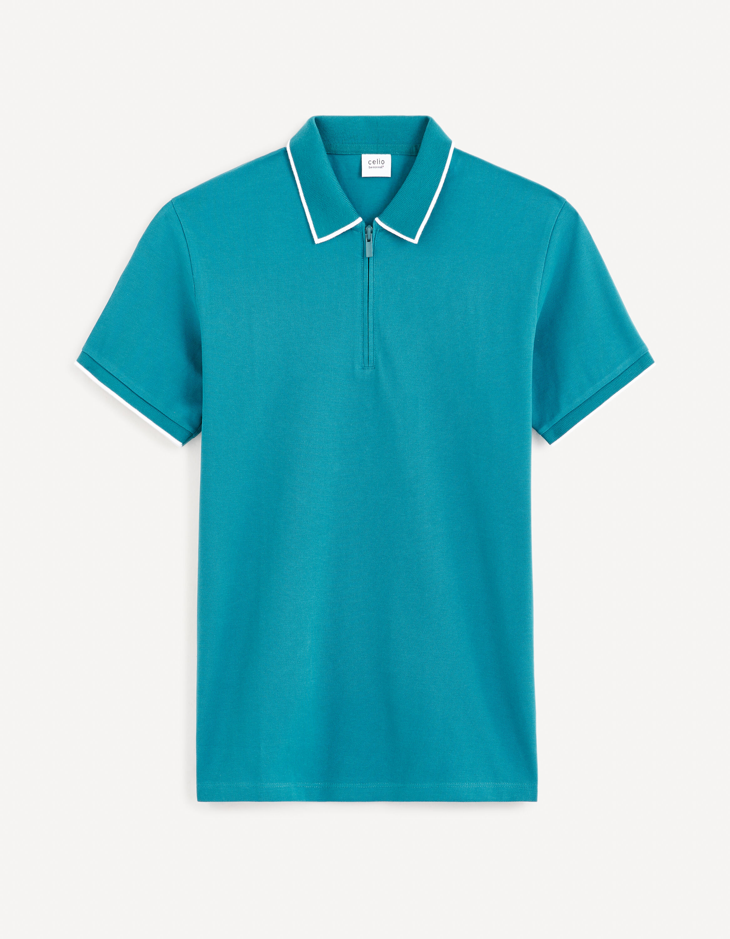 Polo 100% coton &agrave; col zipp&eacute; - vert fonc&eacute;