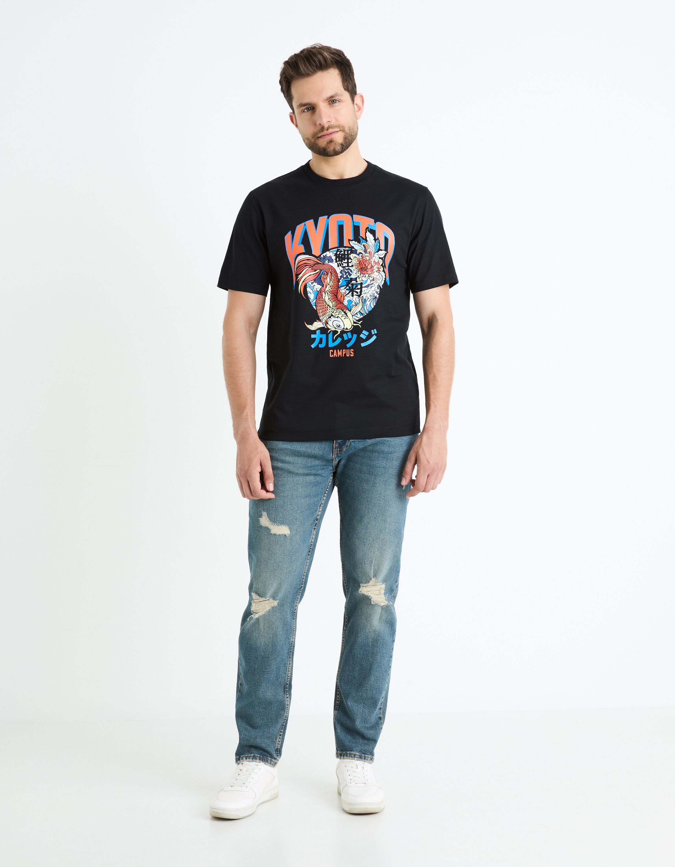 T-shirt col rond 100% coton - noir