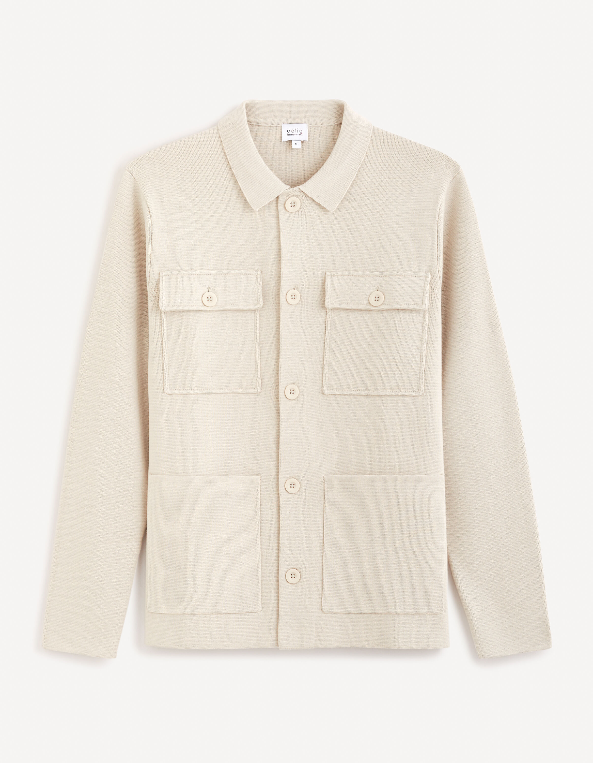 Veste boutonn&eacute;e coton m&eacute;lang&eacute; - beige