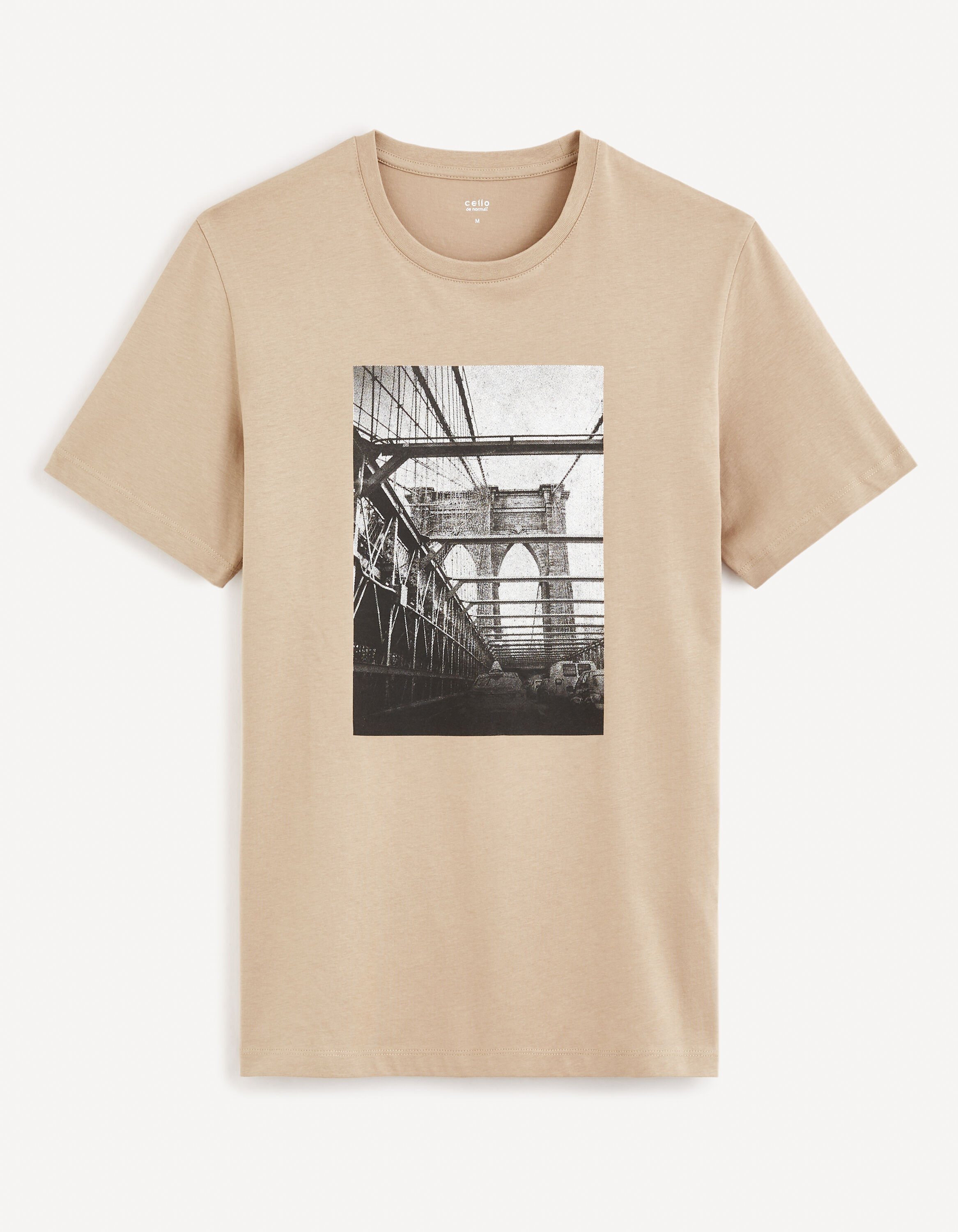 T-shirt col rond 100% coton - taupe