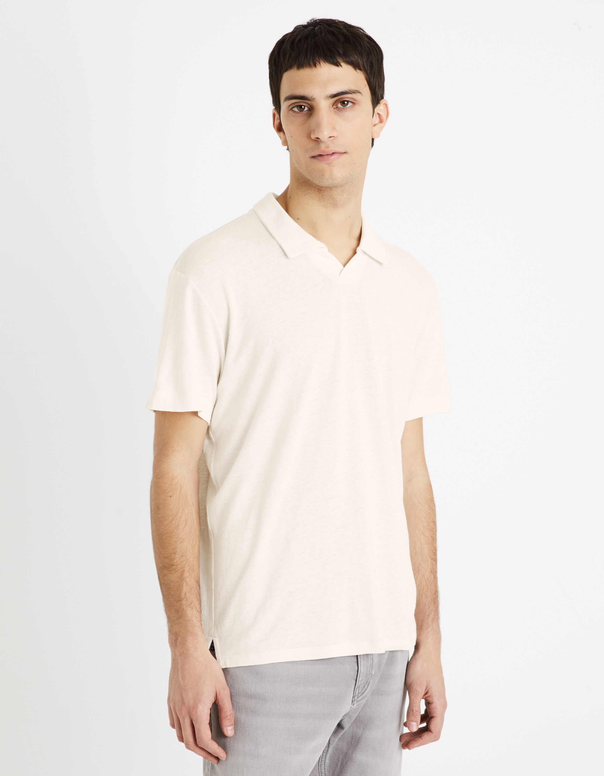 Polo lin m&eacute;lang&eacute; - &eacute;cru