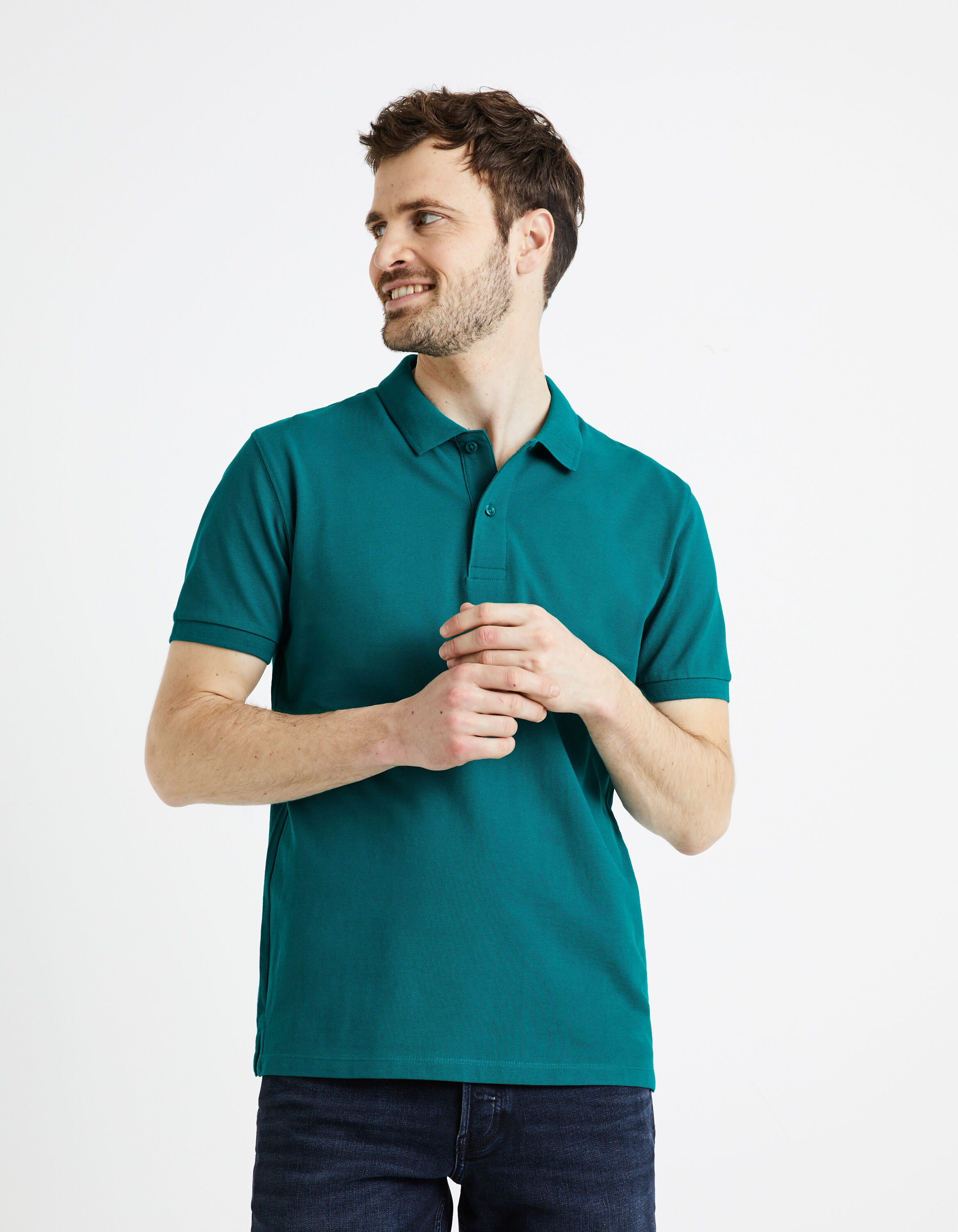 Polo piqu&eacute; 100% coton - bleu
