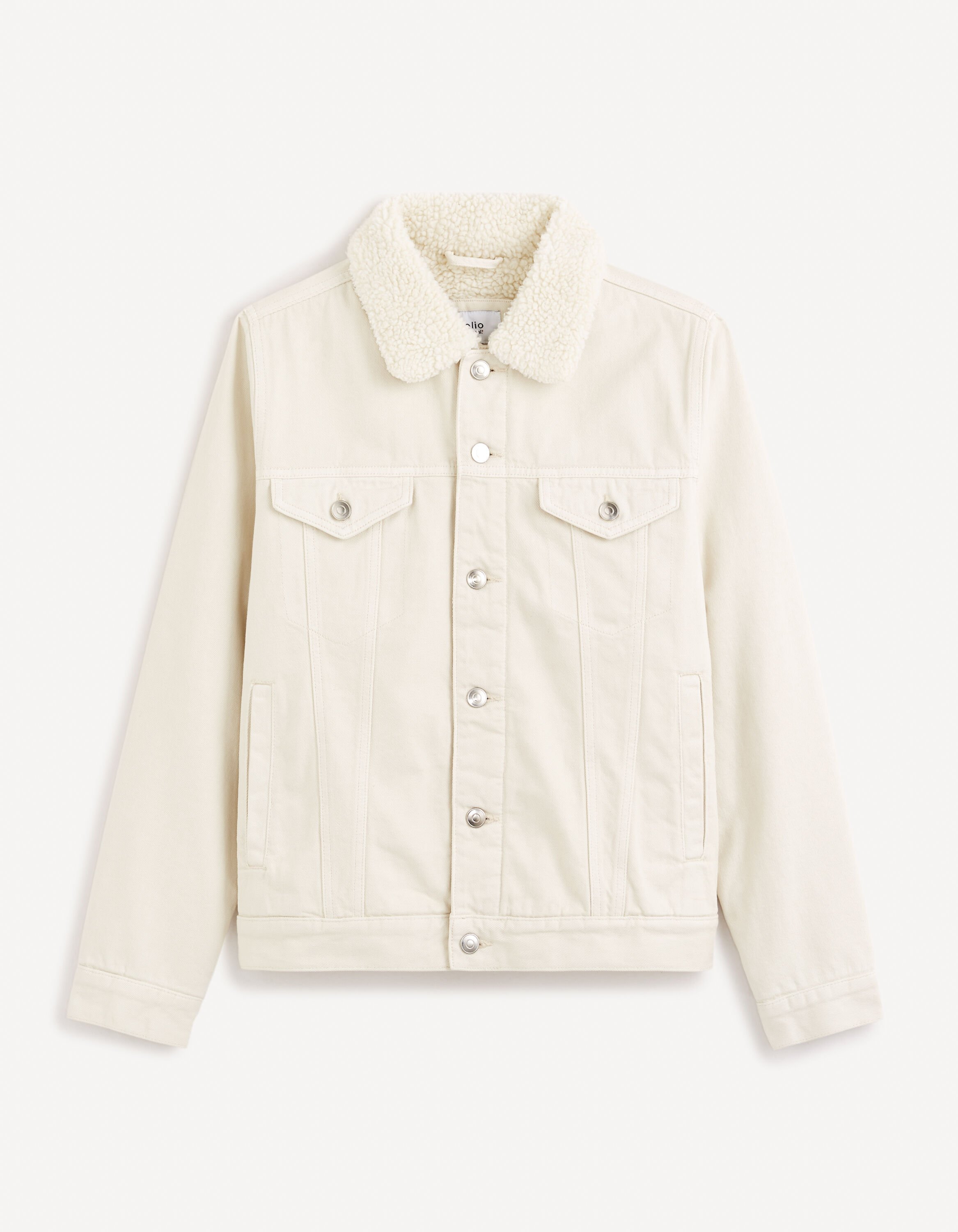 Blouson denim doubl&eacute; sherpa - &eacute;cru