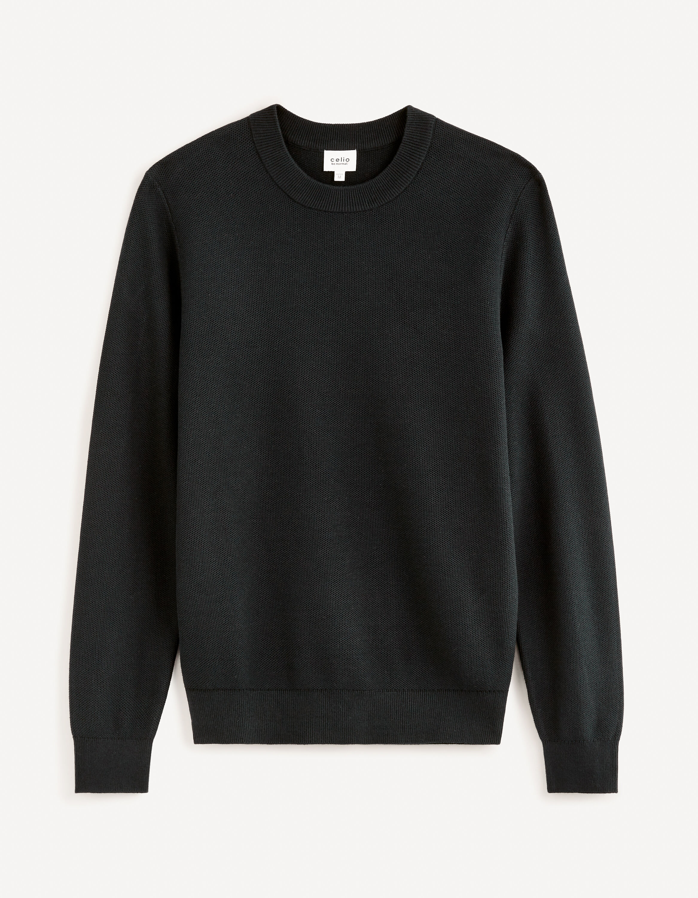 Pull col rond 100% coton - noir