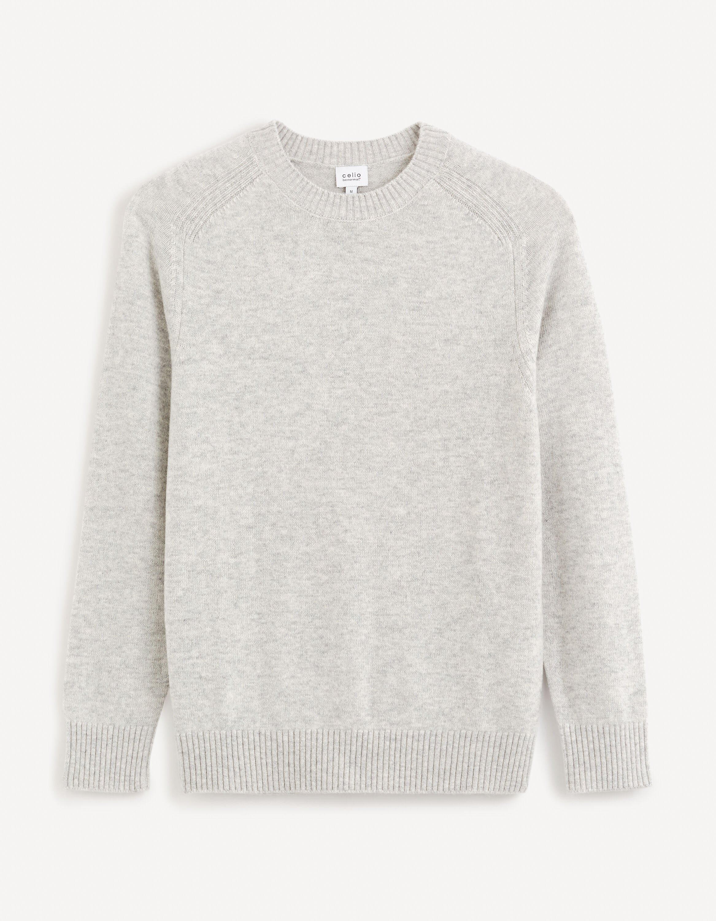 Pull col rond 100% laine - gris chin&eacute;