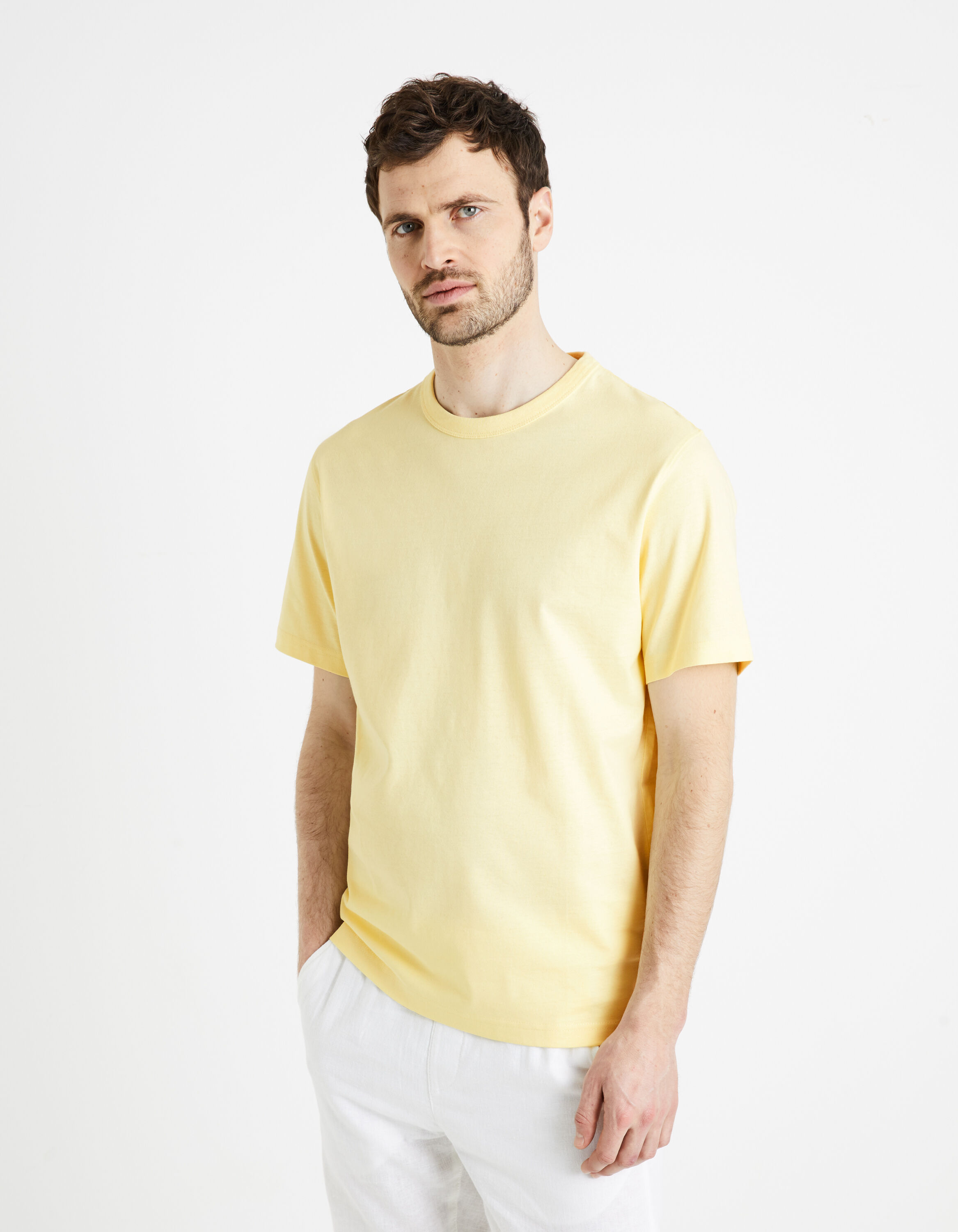 T-shirt boxy 100% coton - jaune
