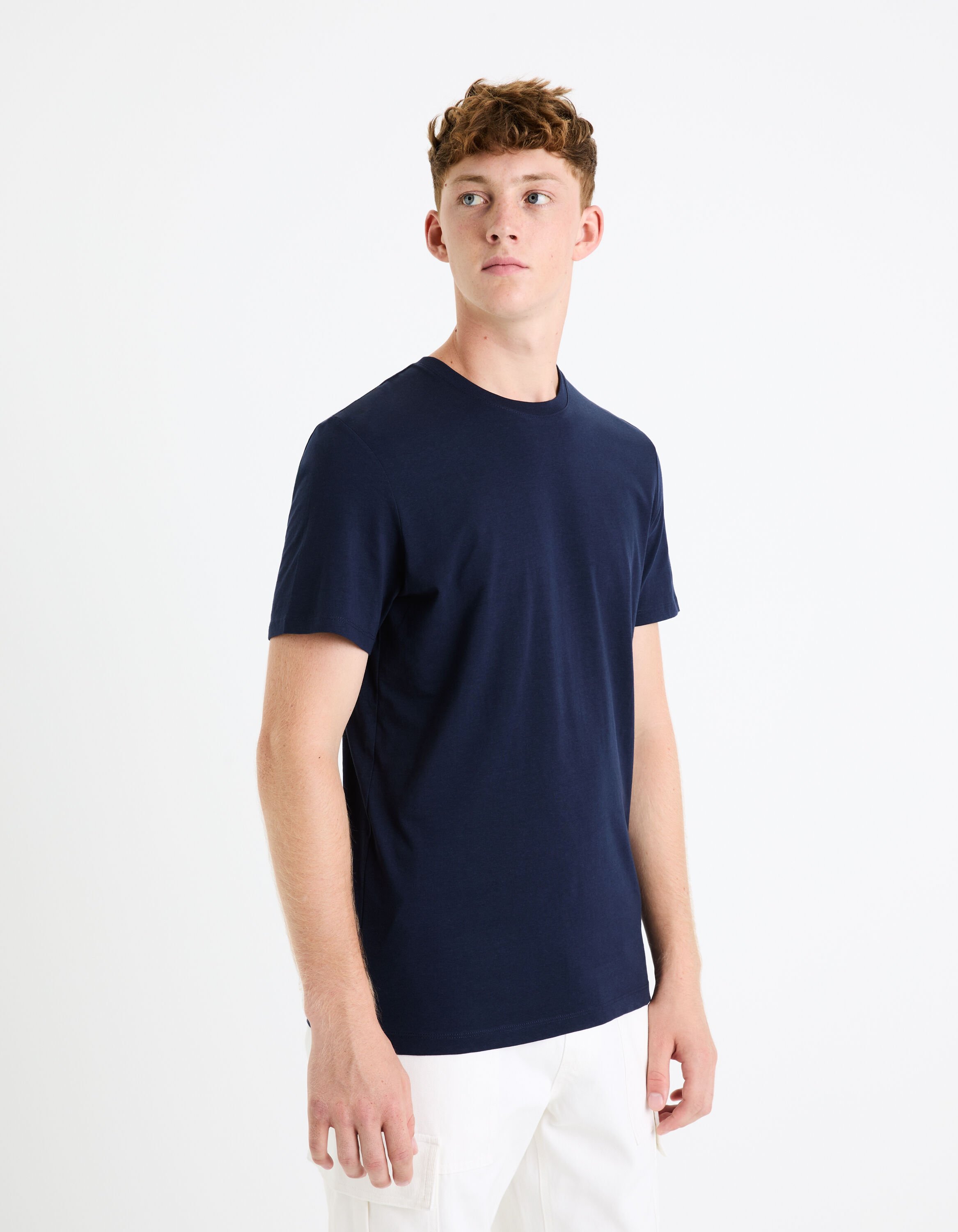 T-shirt col rond 100% coton - marine