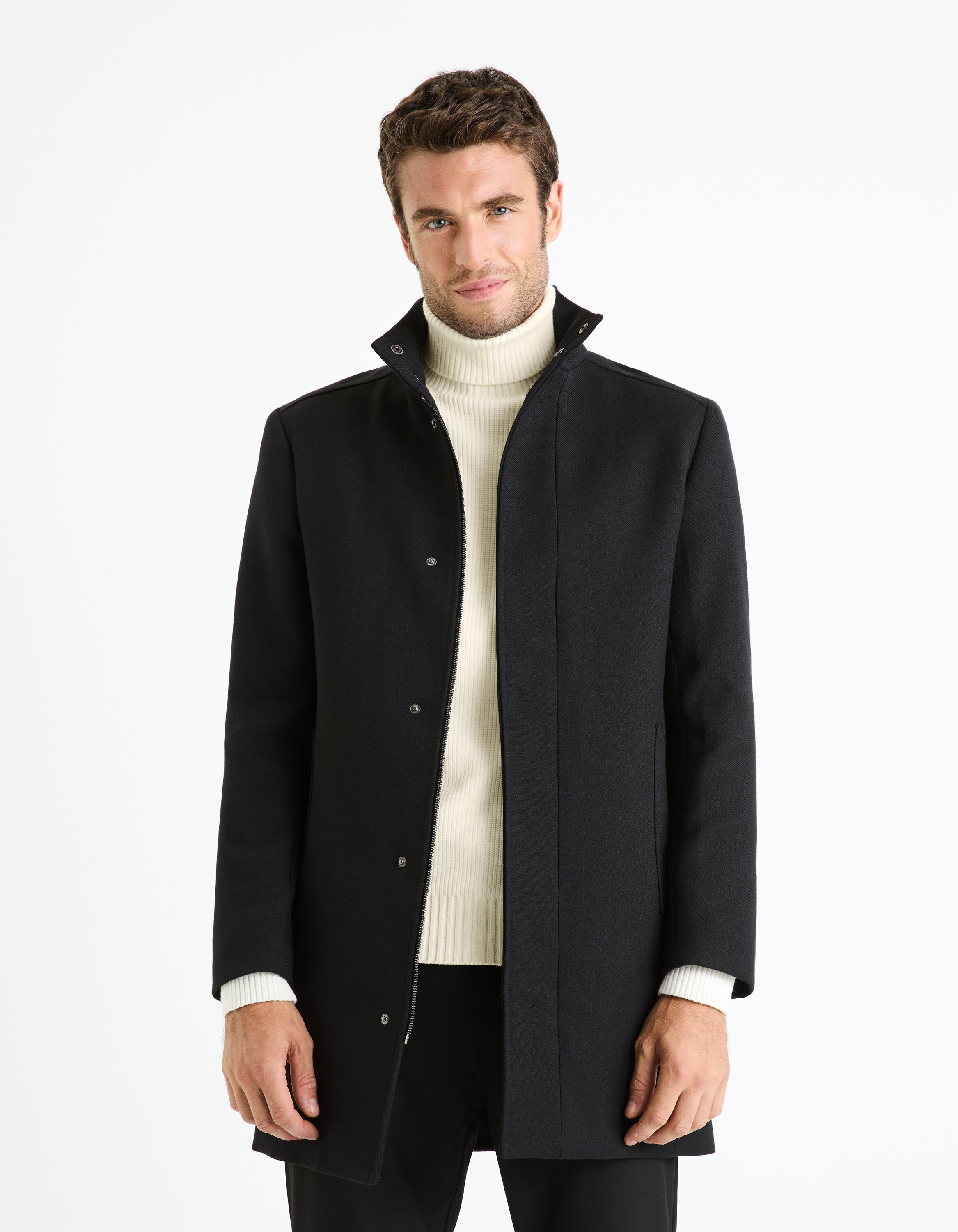 Manteau col officier - noir