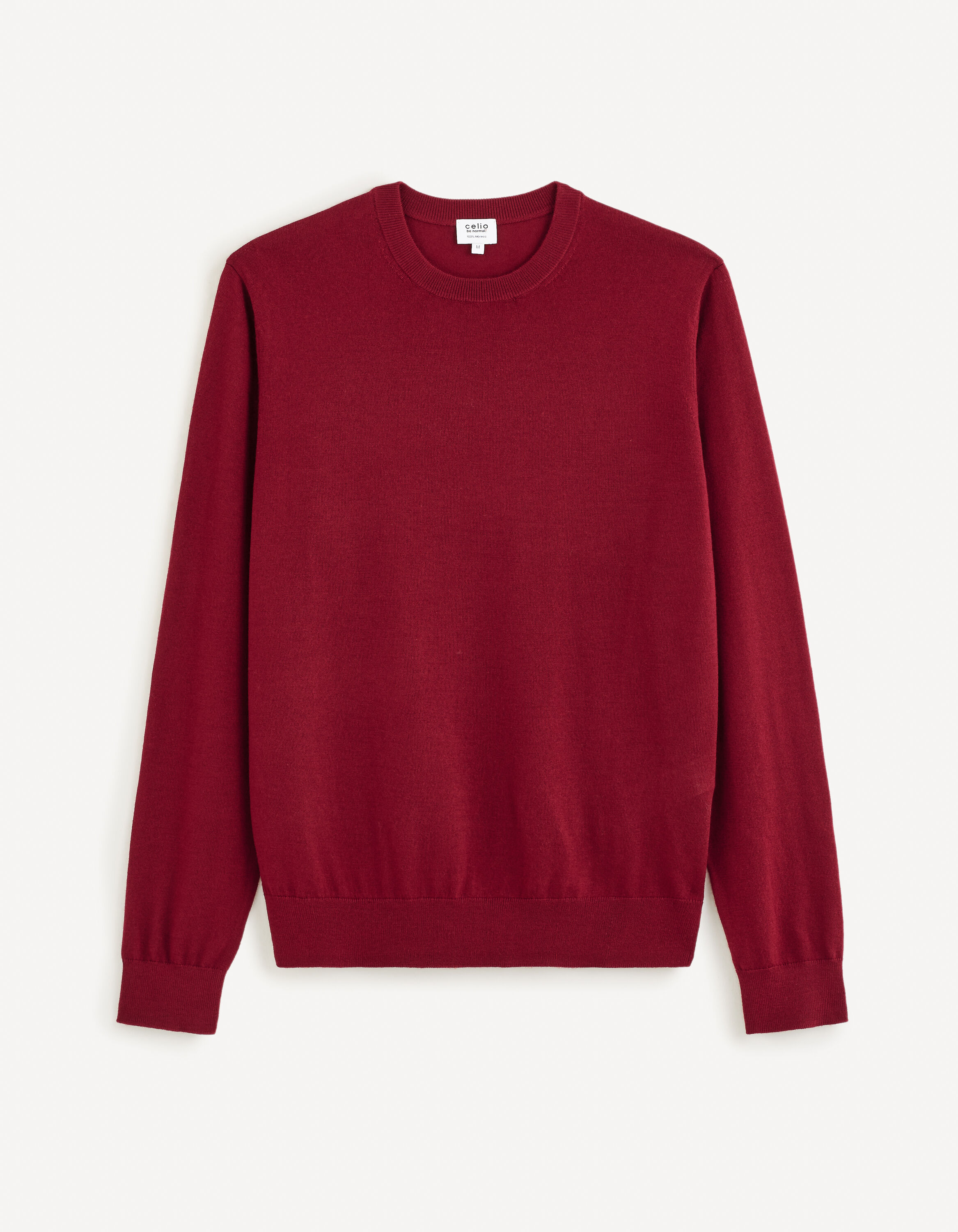 Pull col rond 100% laine m&eacute;rinos - rouge