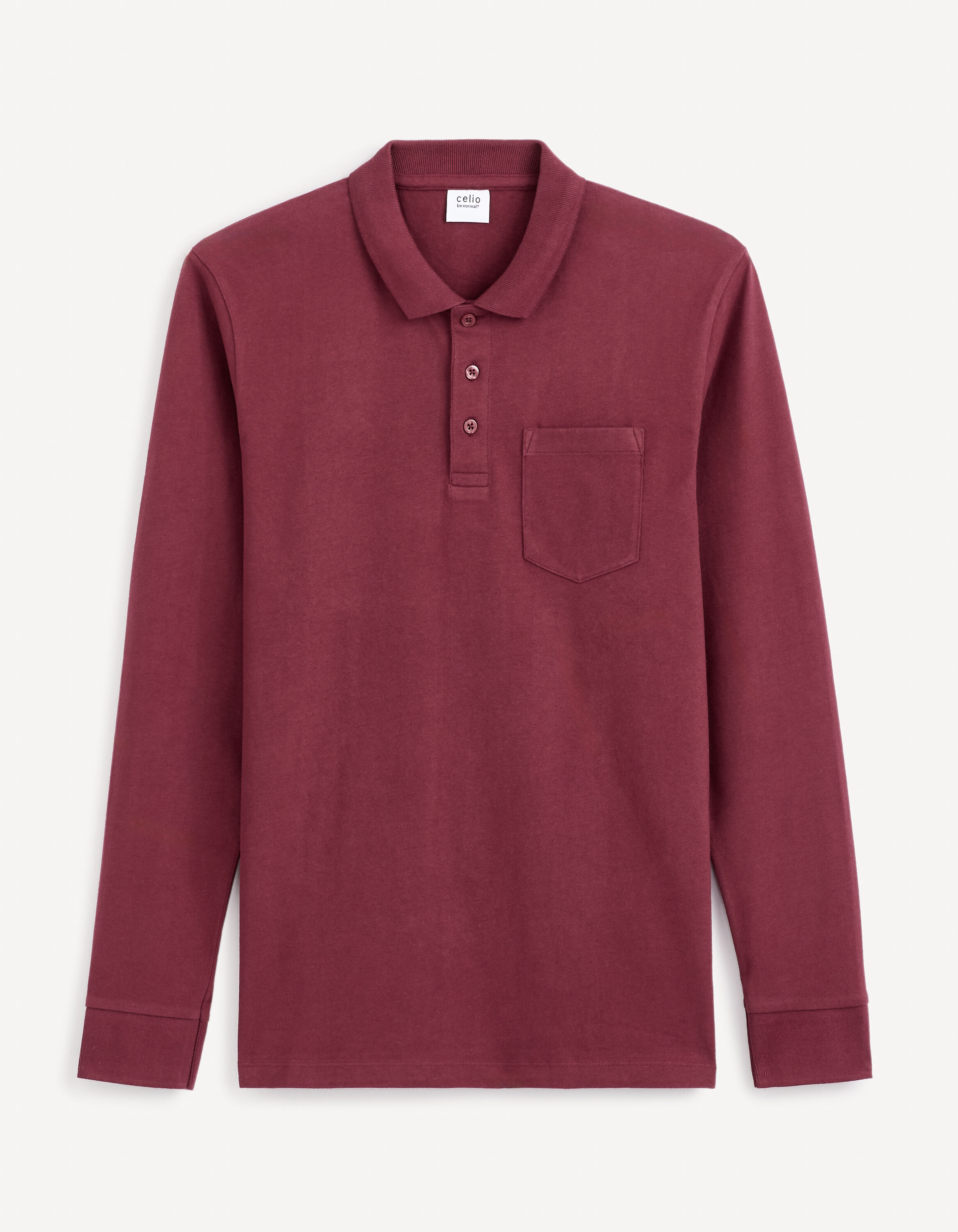Polo jersey manches longues 100% coton - bordeaux
