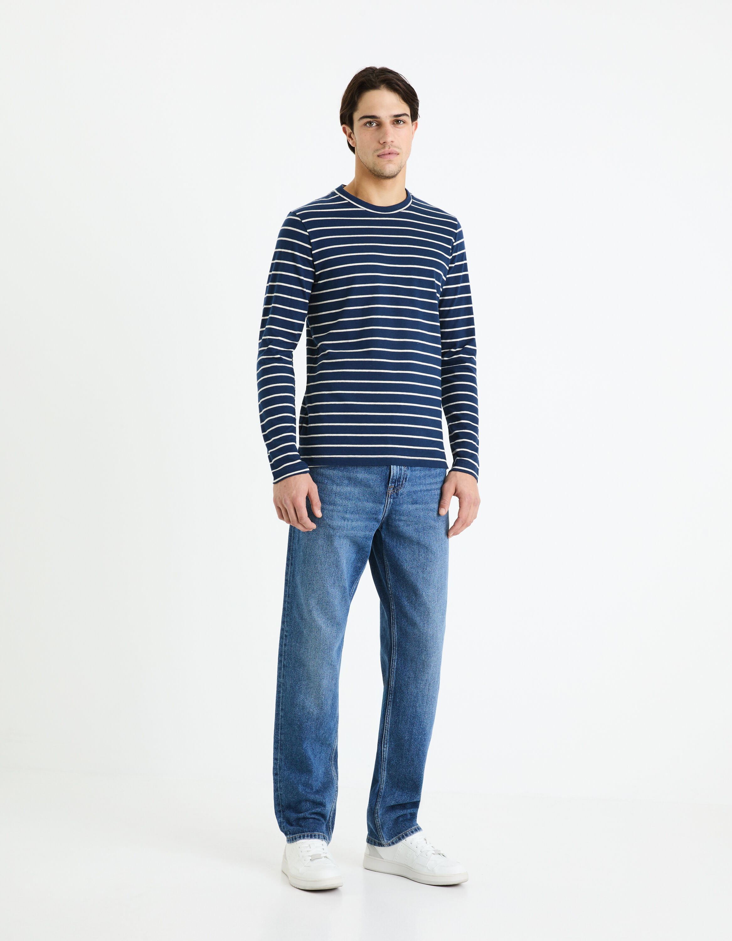 T-shirt &agrave; rayures - bleu marine