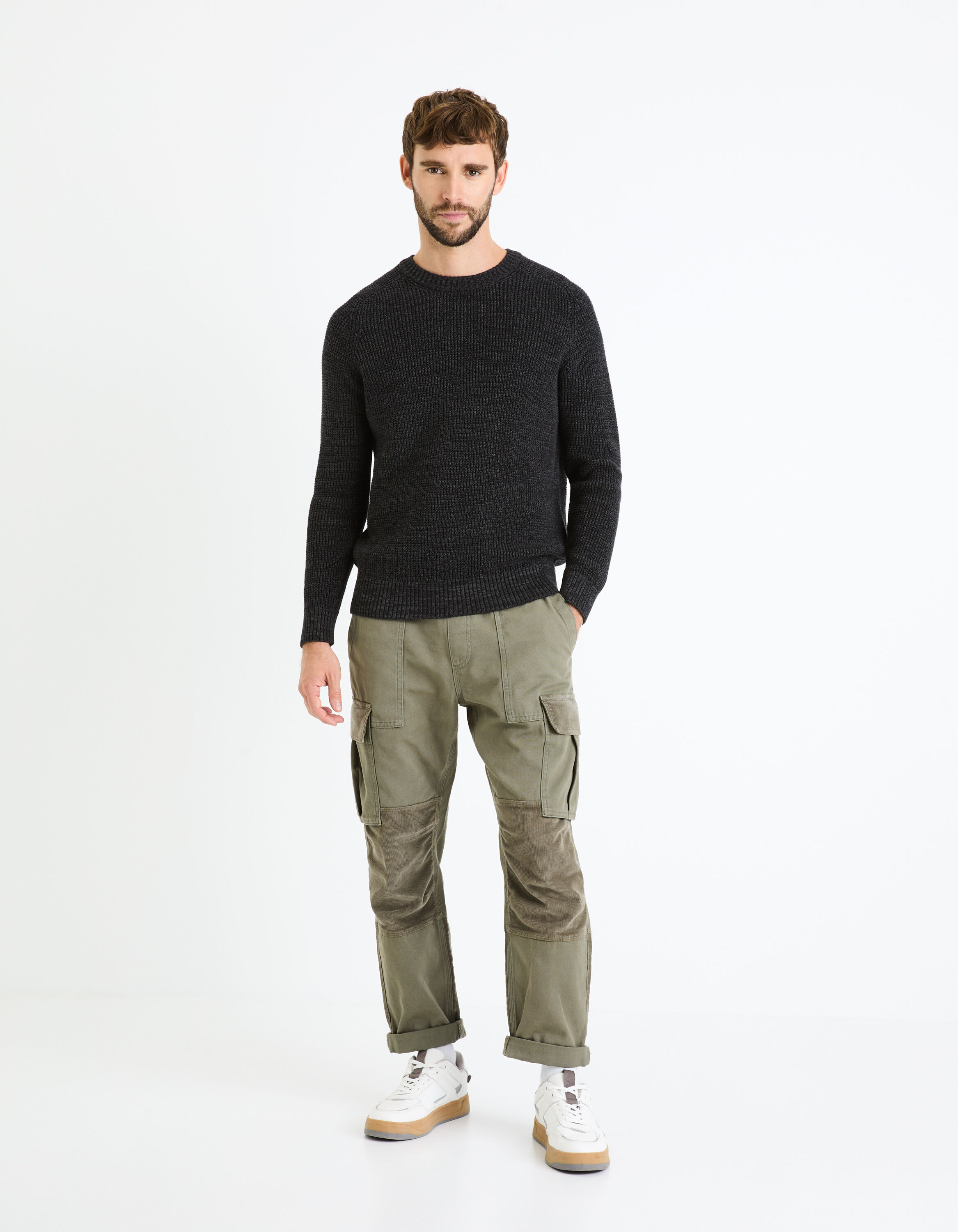 Pull col rond 100% coton - noir