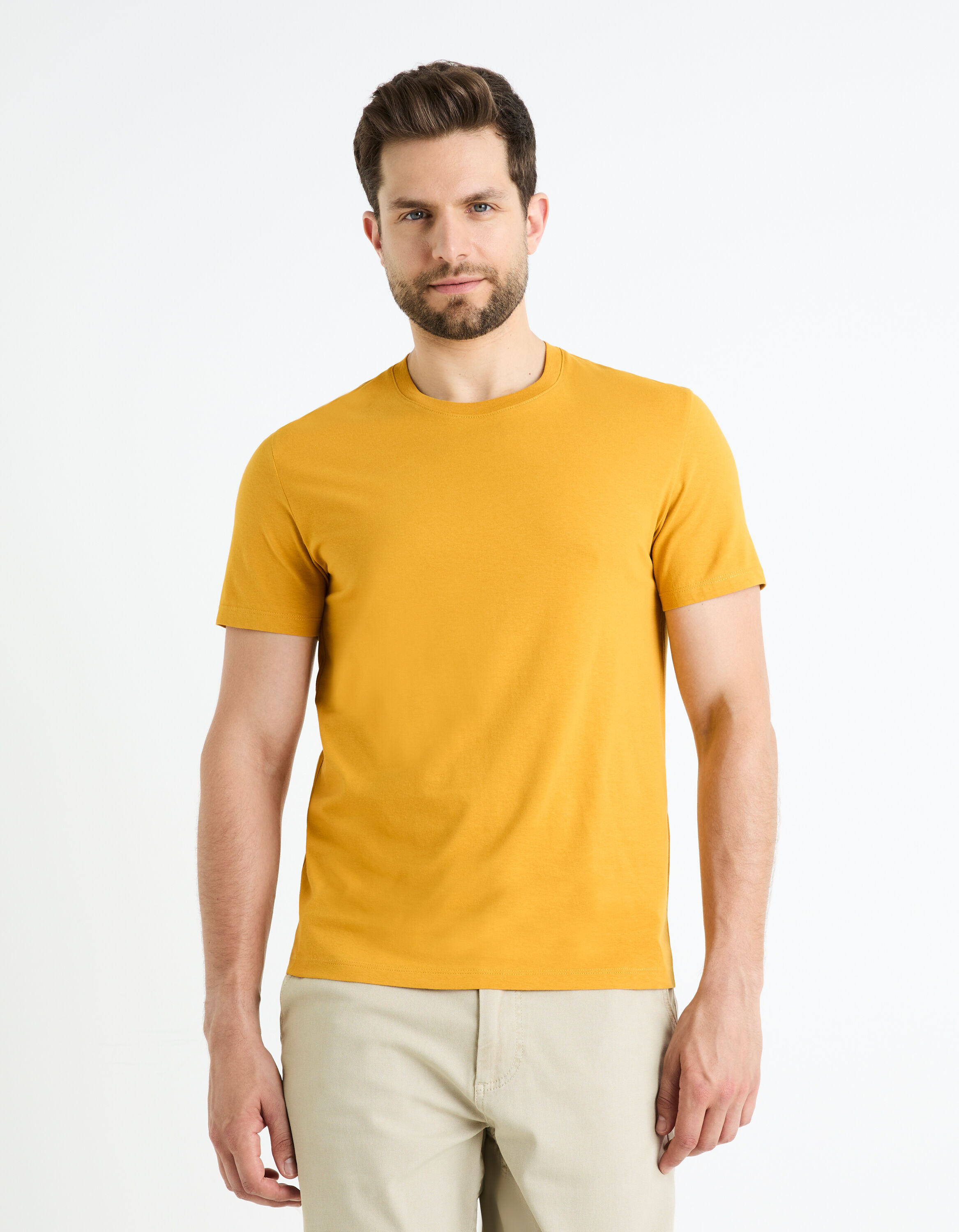 T-shirt col rond 100% coton - jaune