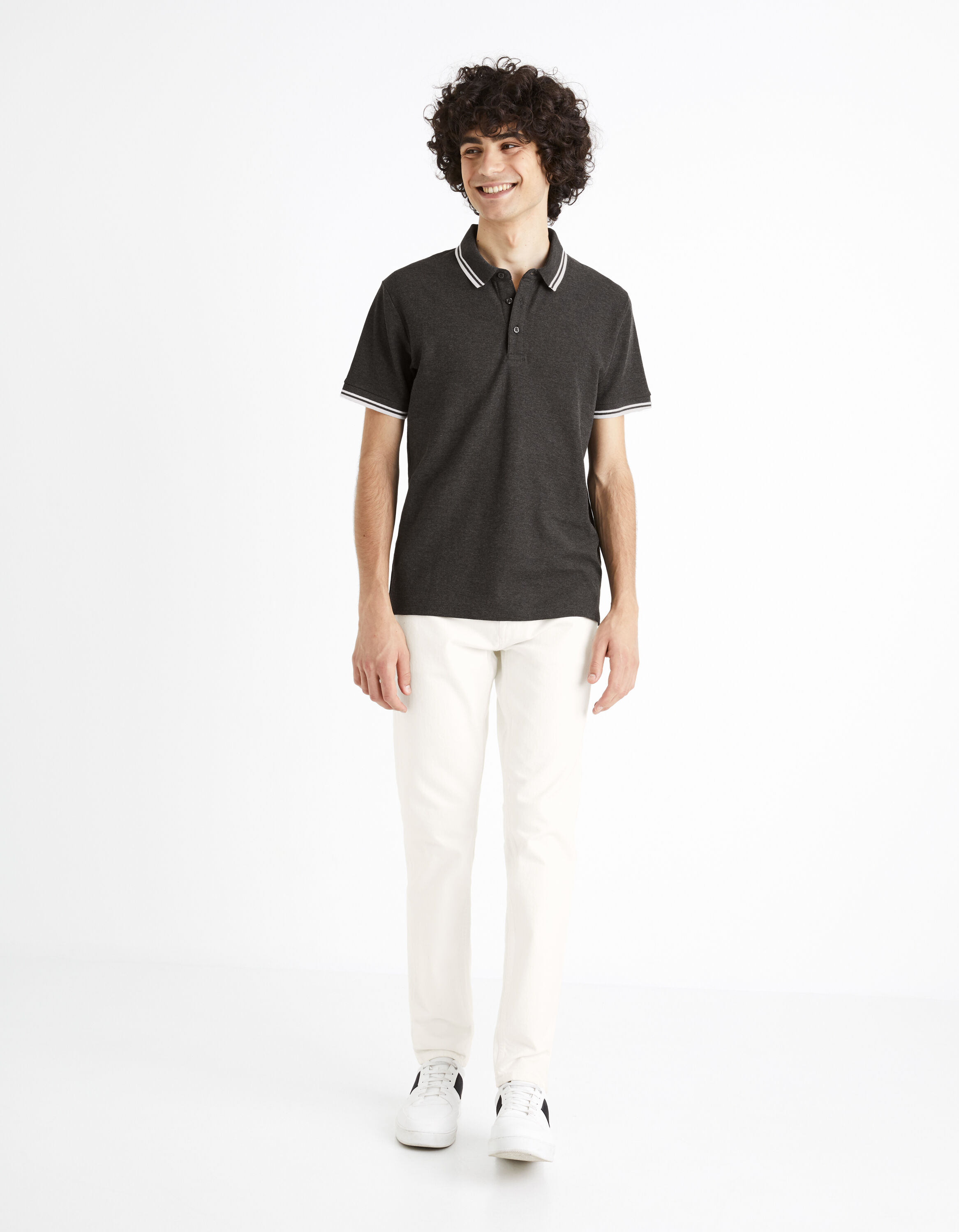 Polo piqu&eacute; 100% coton - gris