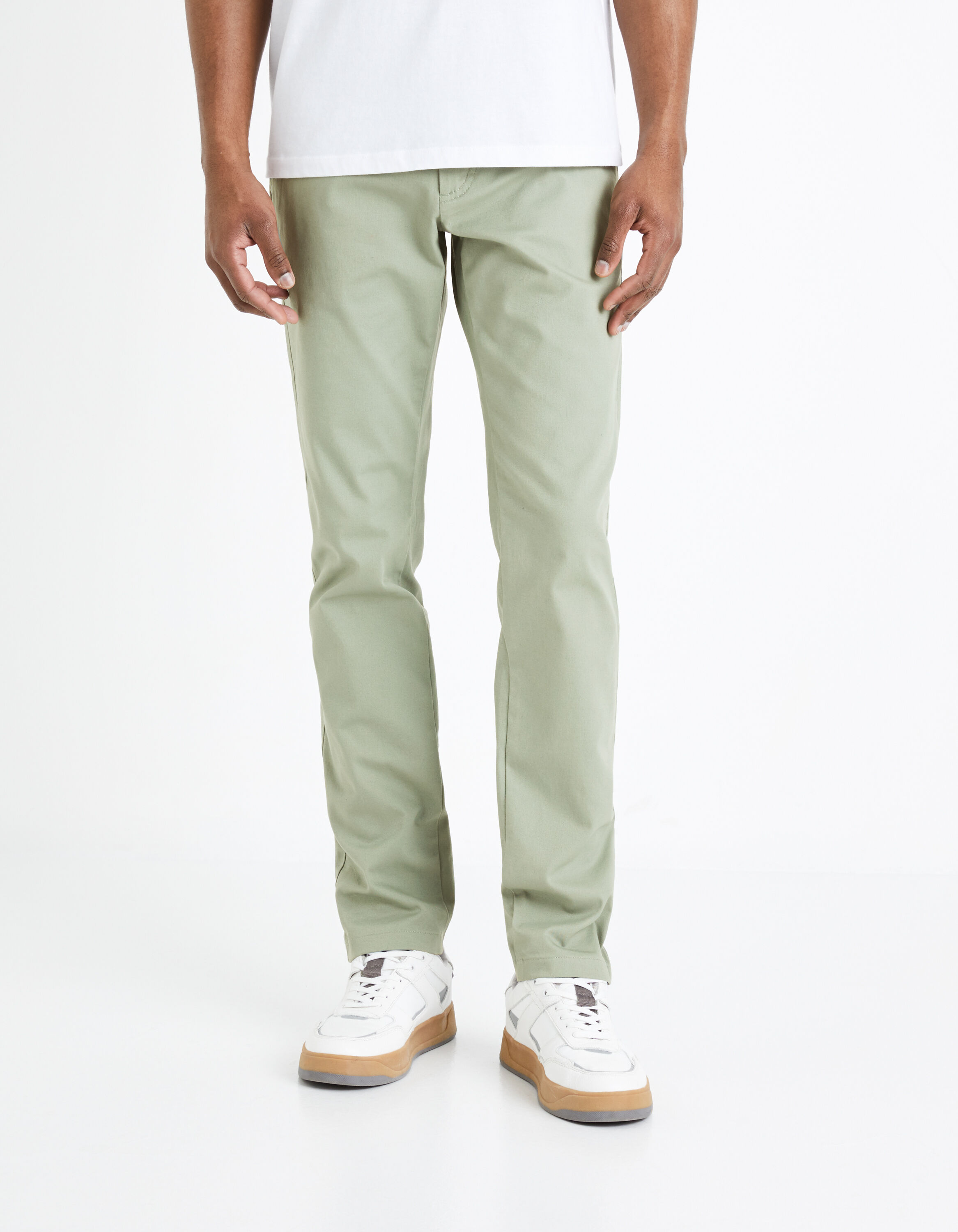 Pantalon chino slim - vert