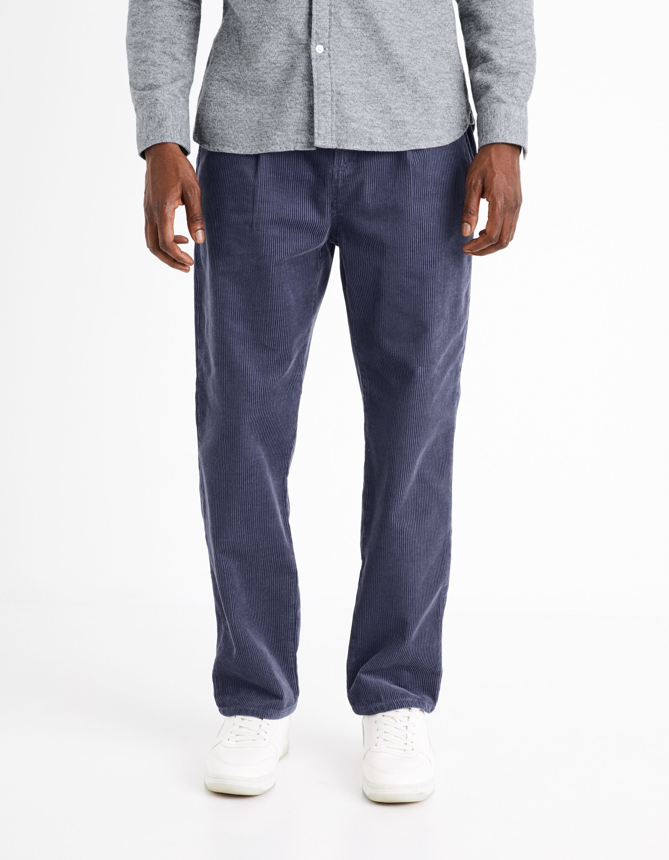 Pantalon relax en velours - bleu gris