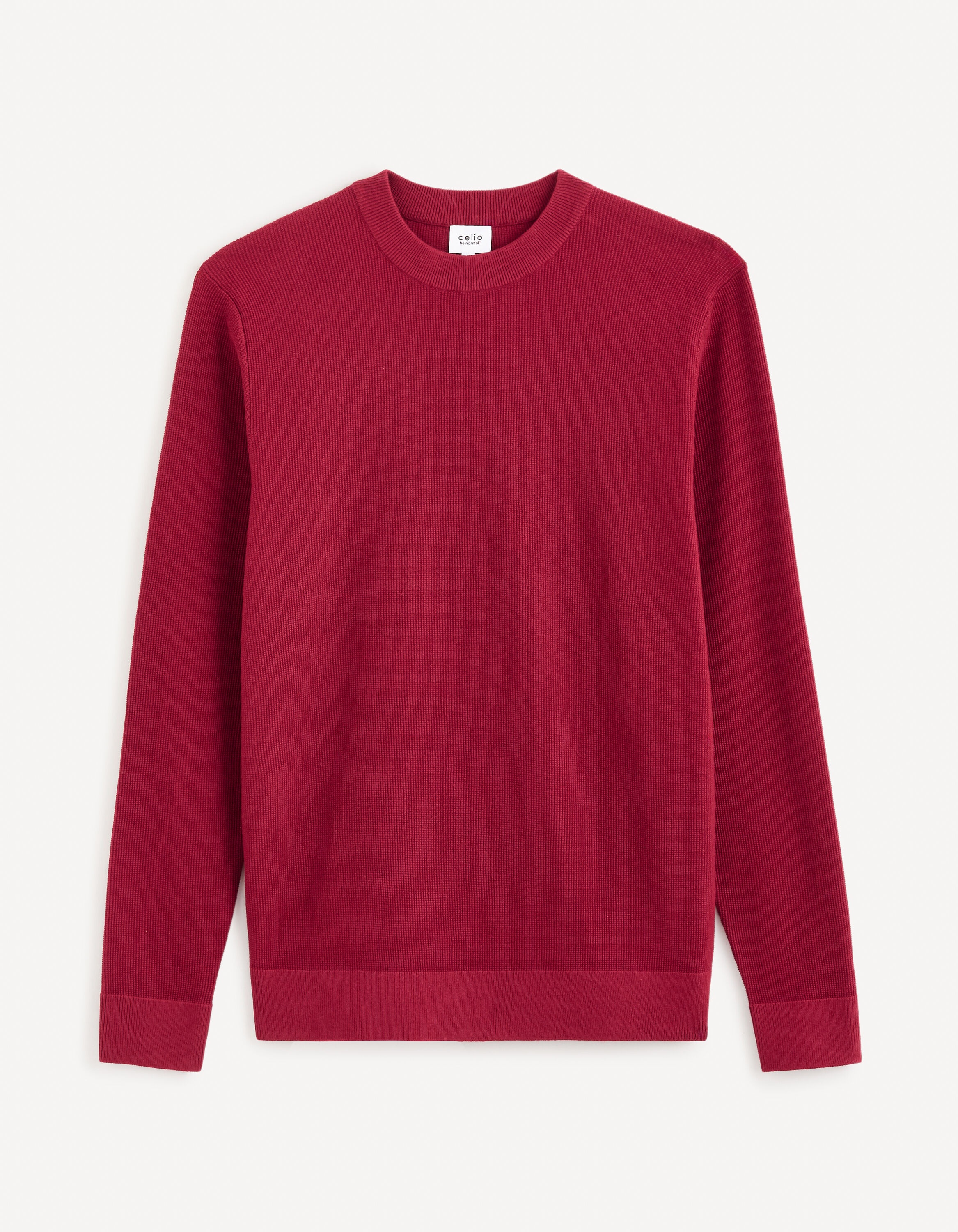 Pull col rond 100% coton - bordeaux