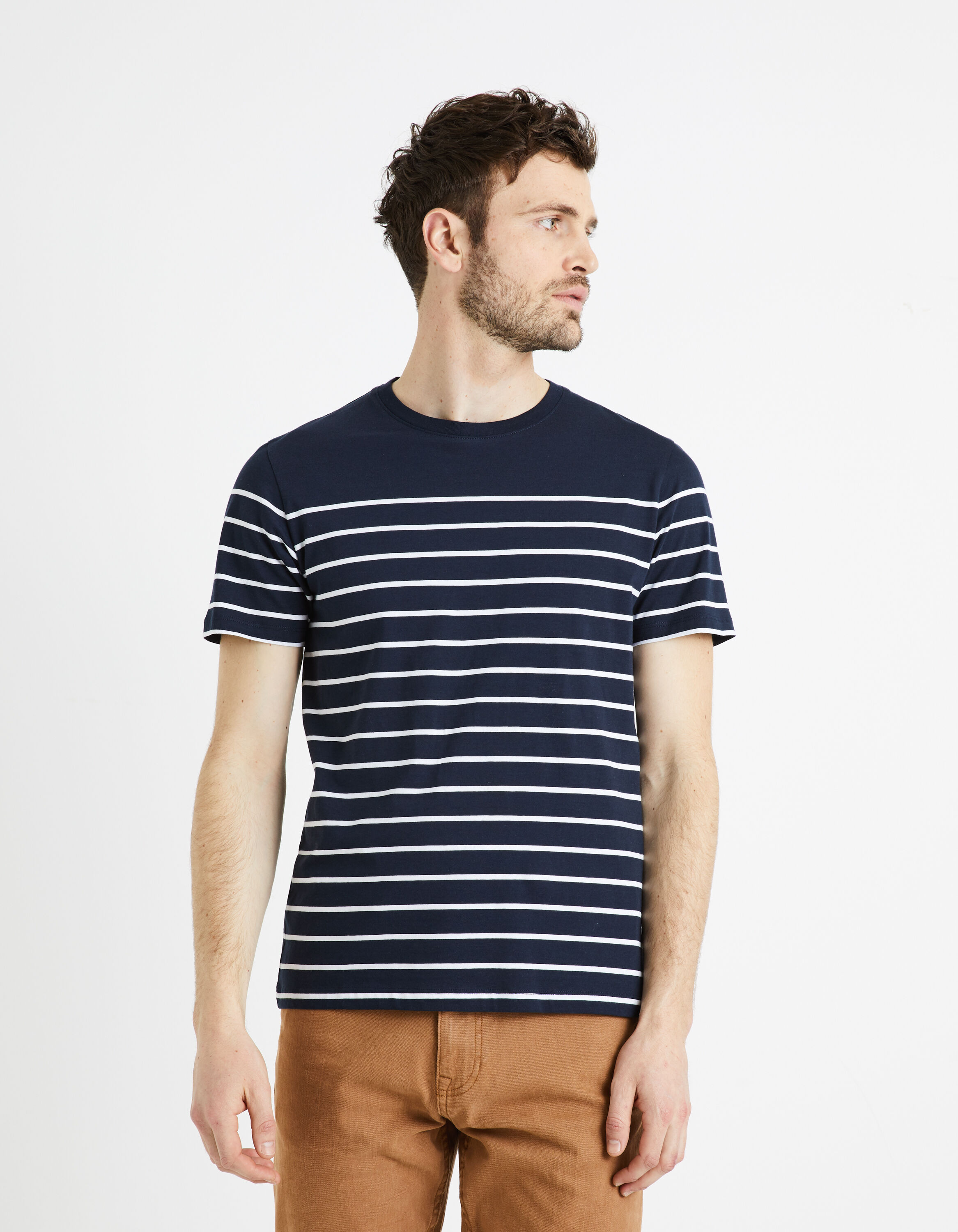 T-shirt col rond 100% coton -marine