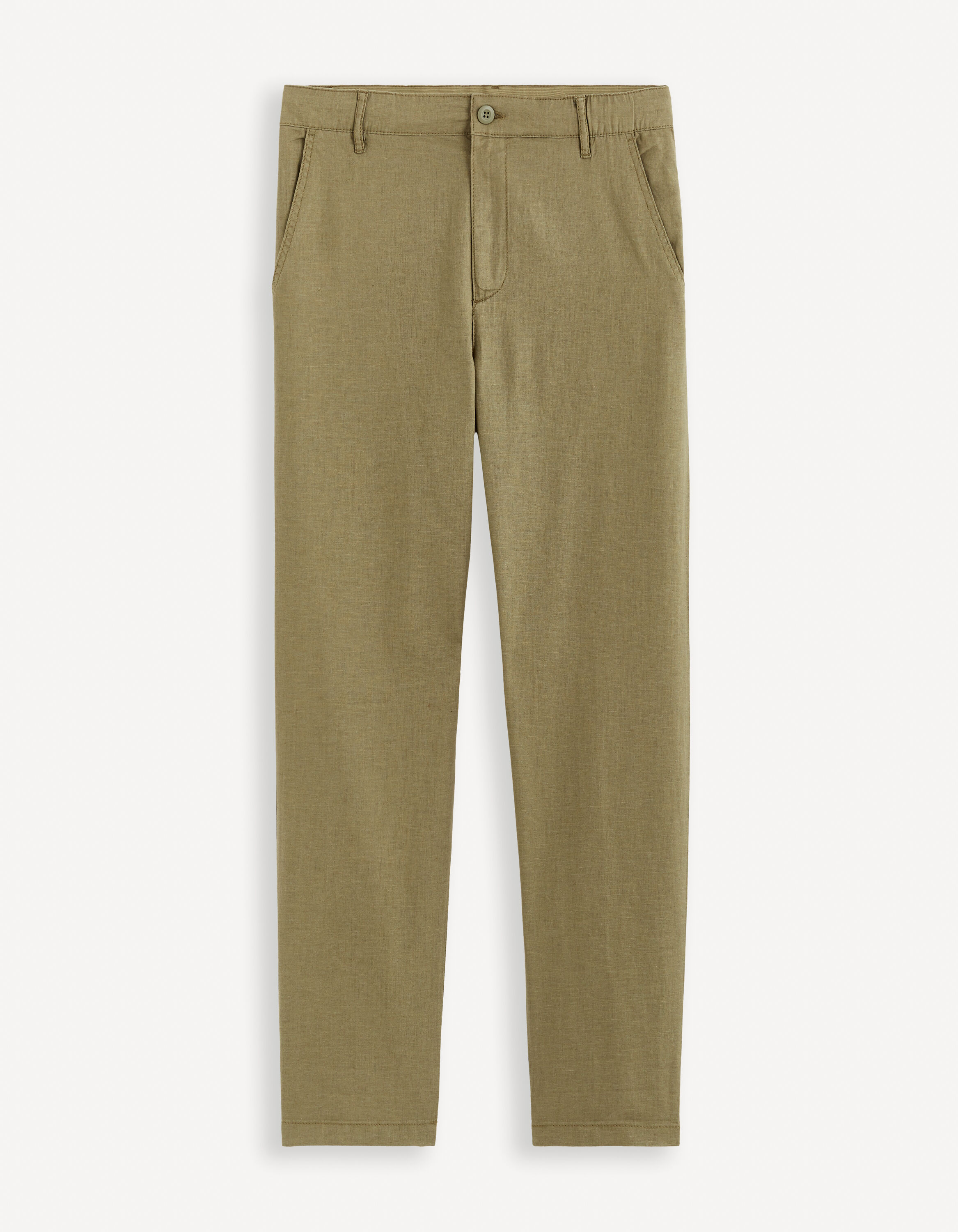 Pantalon straight en lin coton - vert
