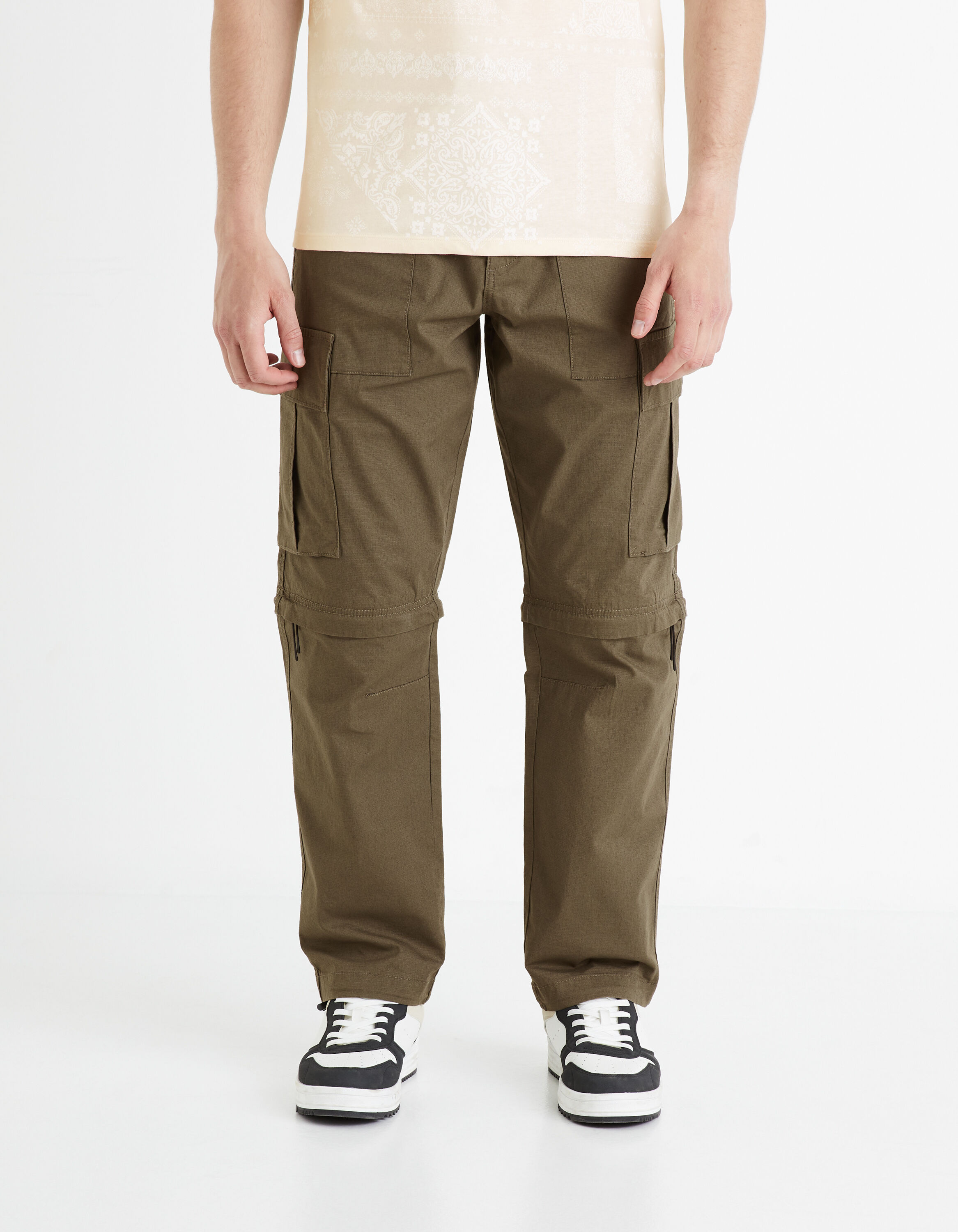 Pantalon cargo transformable- kaki