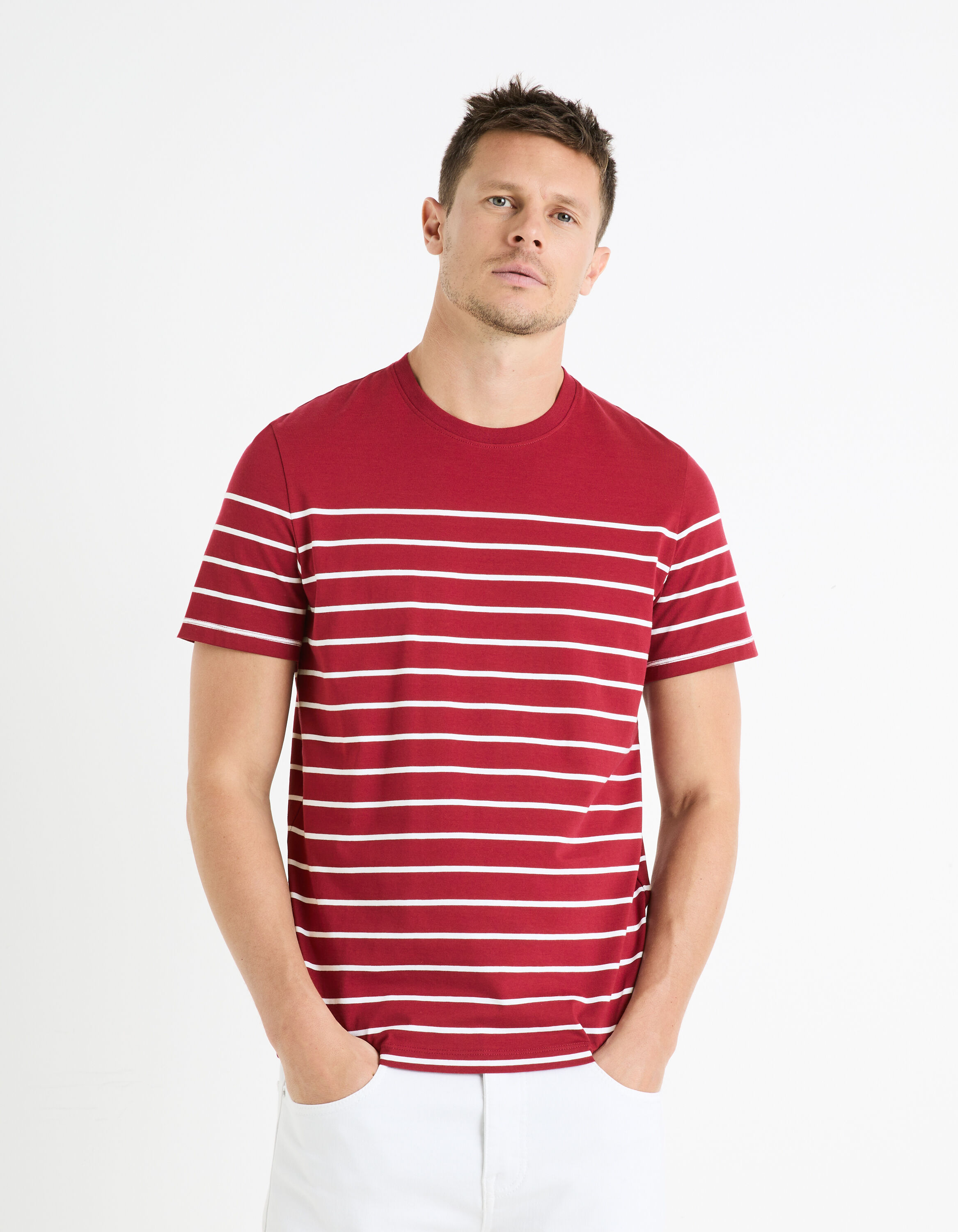 T-shirt col rond 100% coton -bordeaux