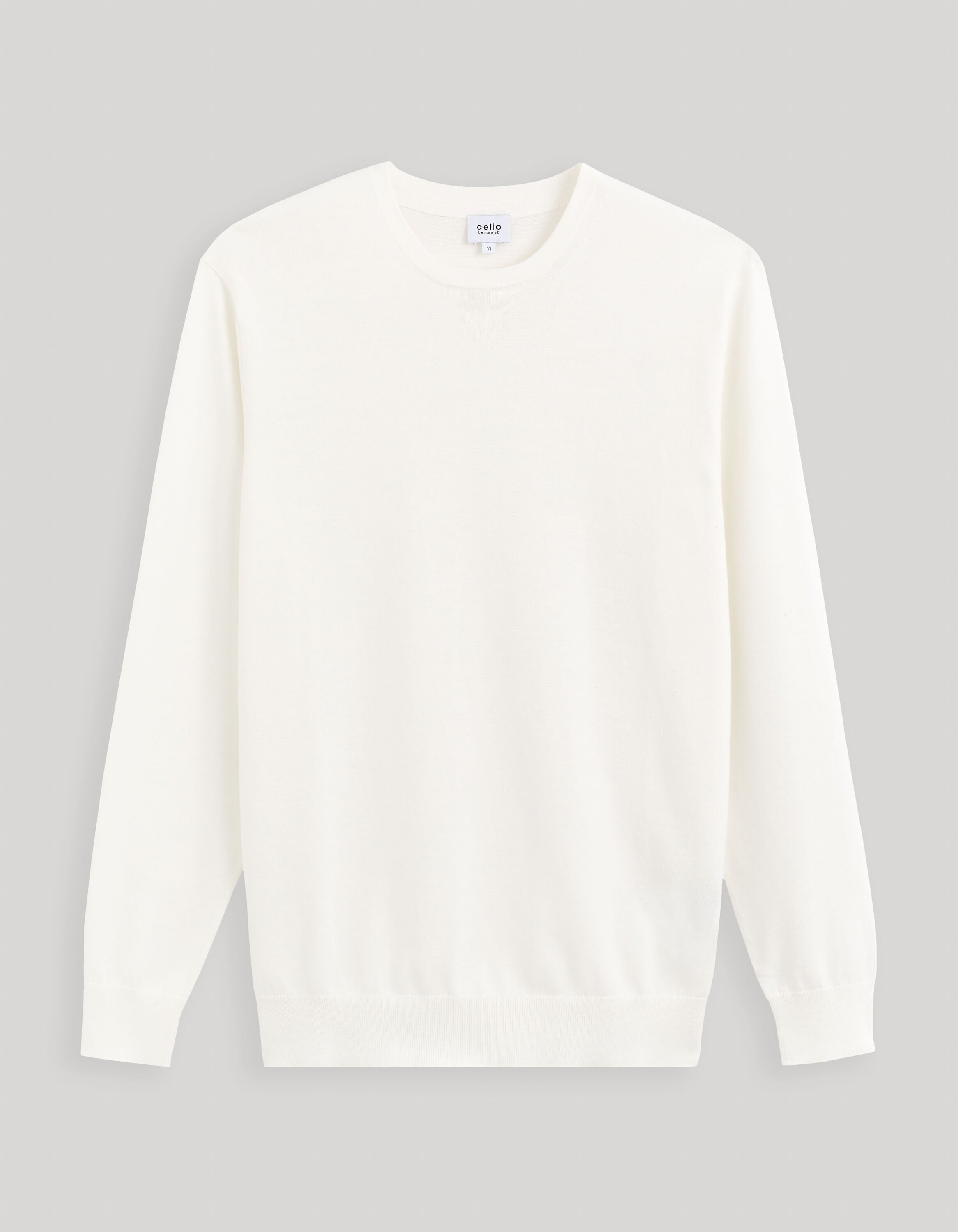 Pull col rond 100% coton - beige