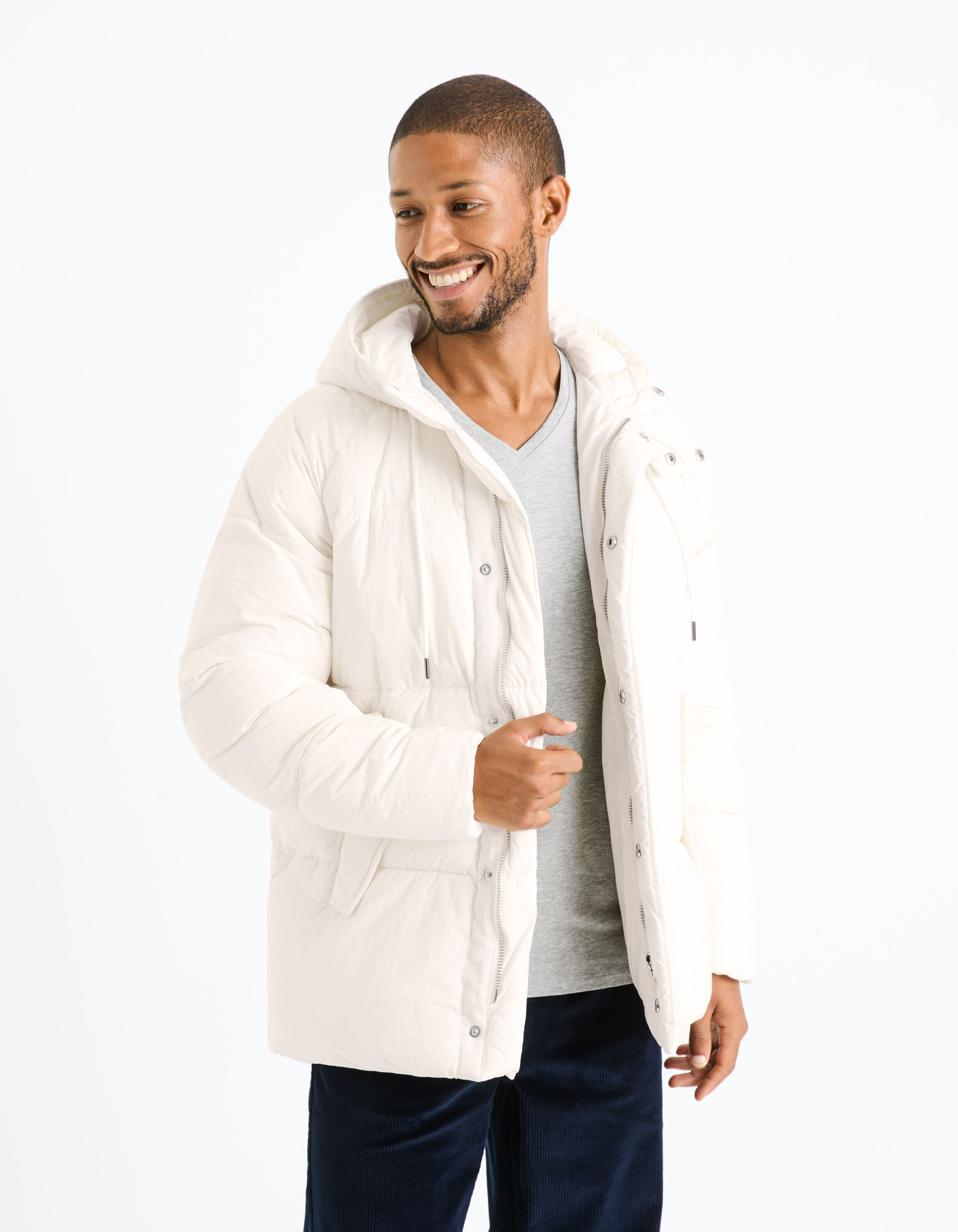 Doudoune chaude &agrave; capuche - blanc