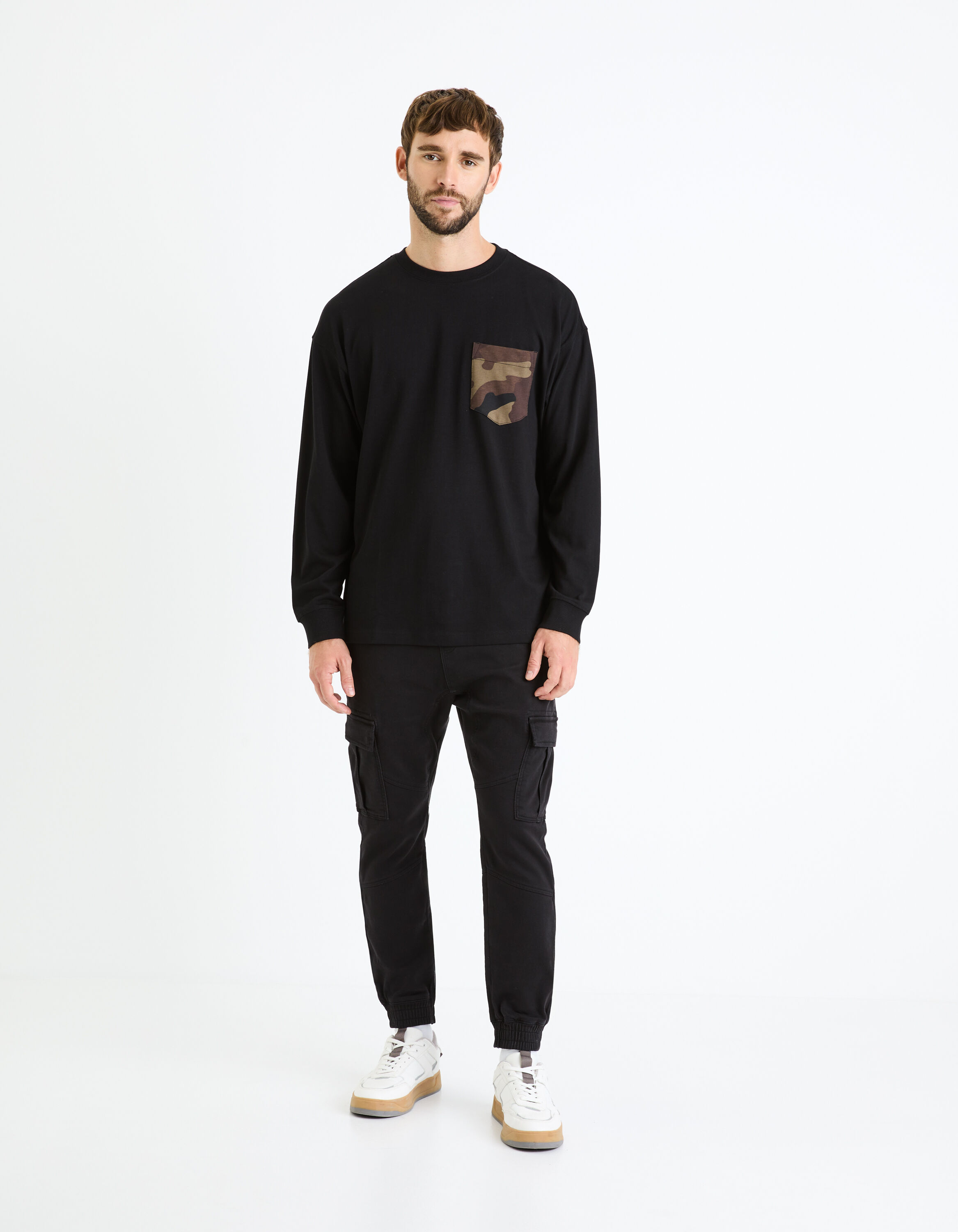 T-shirt manches longues 100% coton - noir