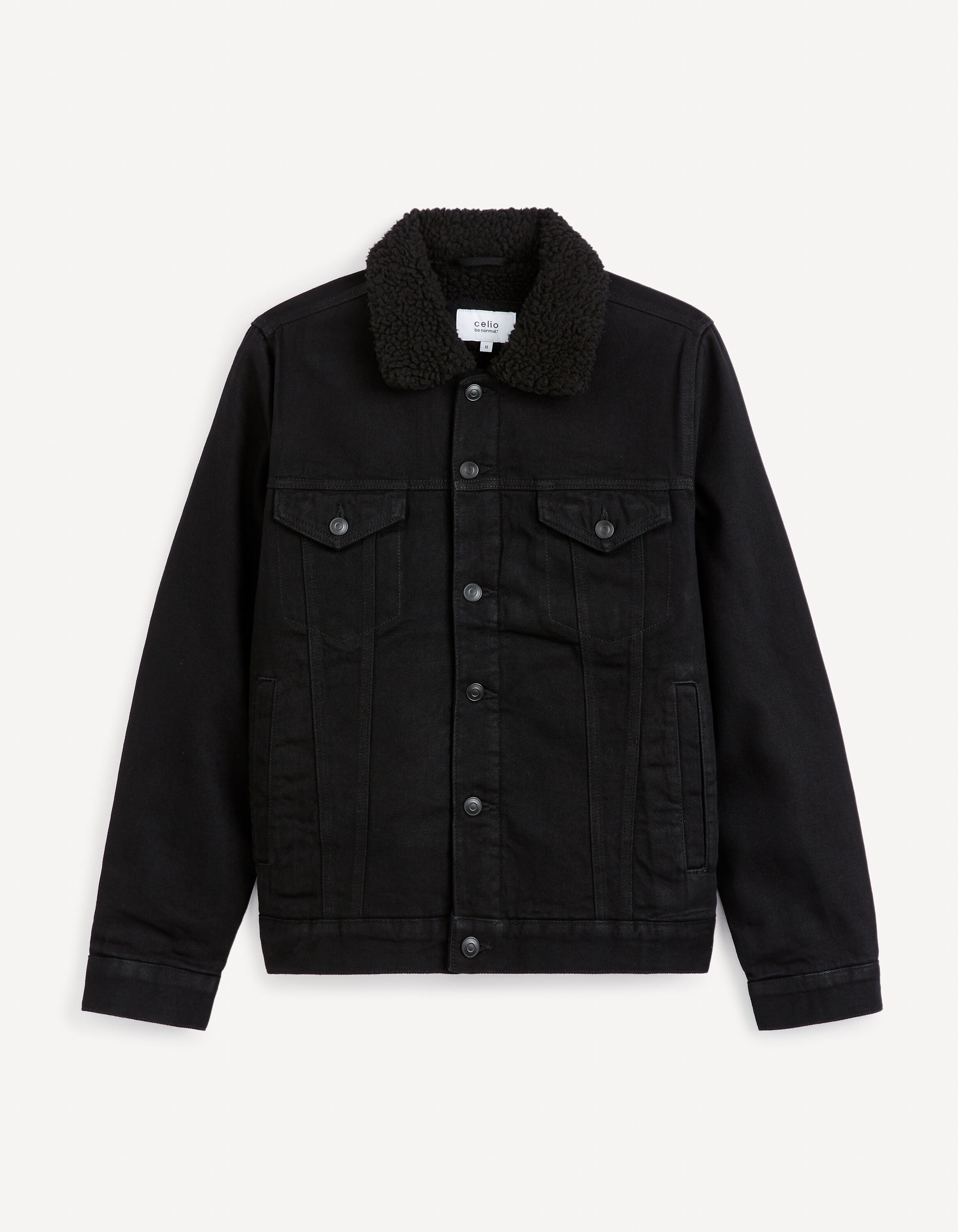 Blouson denim doubl&eacute; sherpa - noir