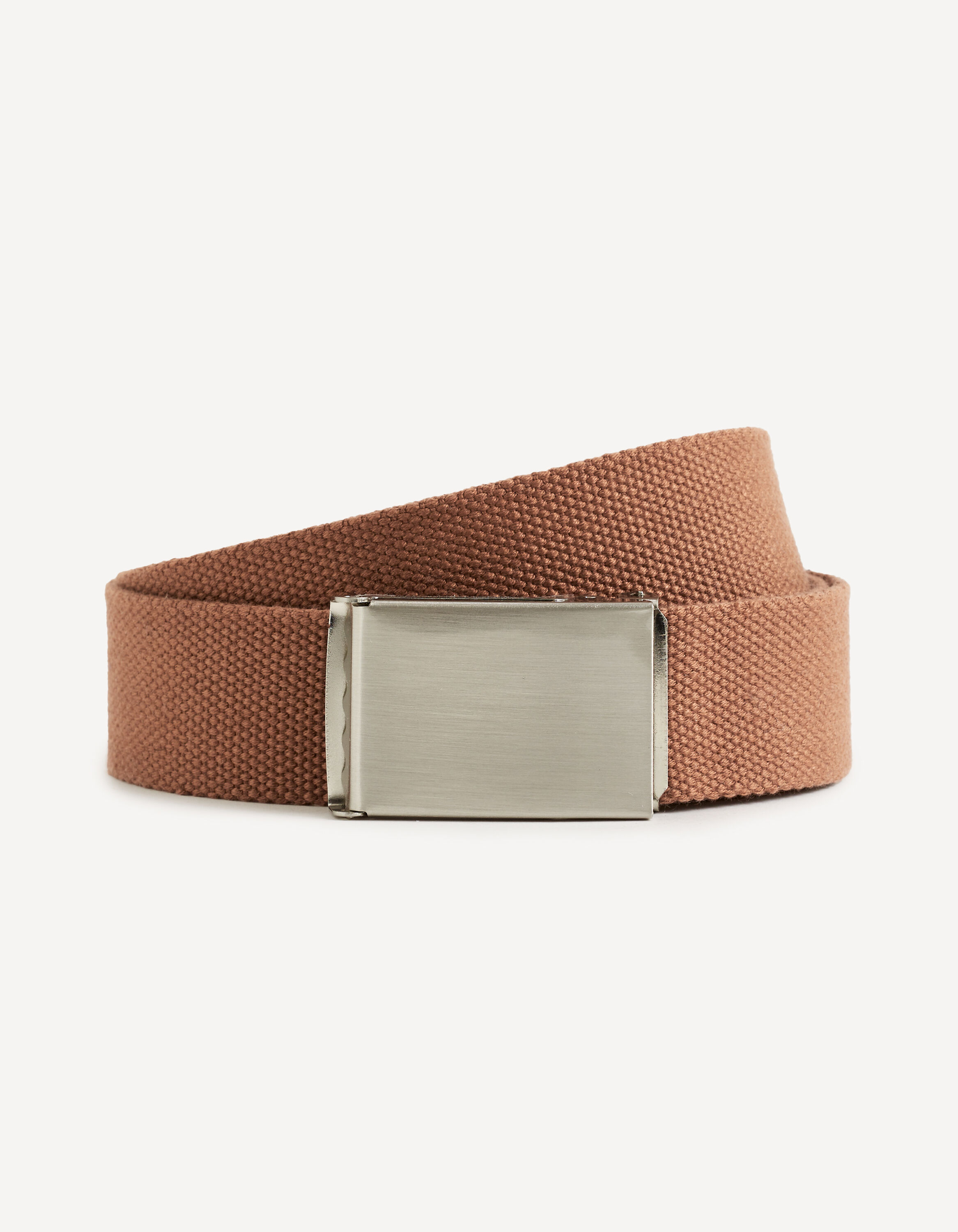 Ceinture sangle avec boucle en m&eacute;tal - camel