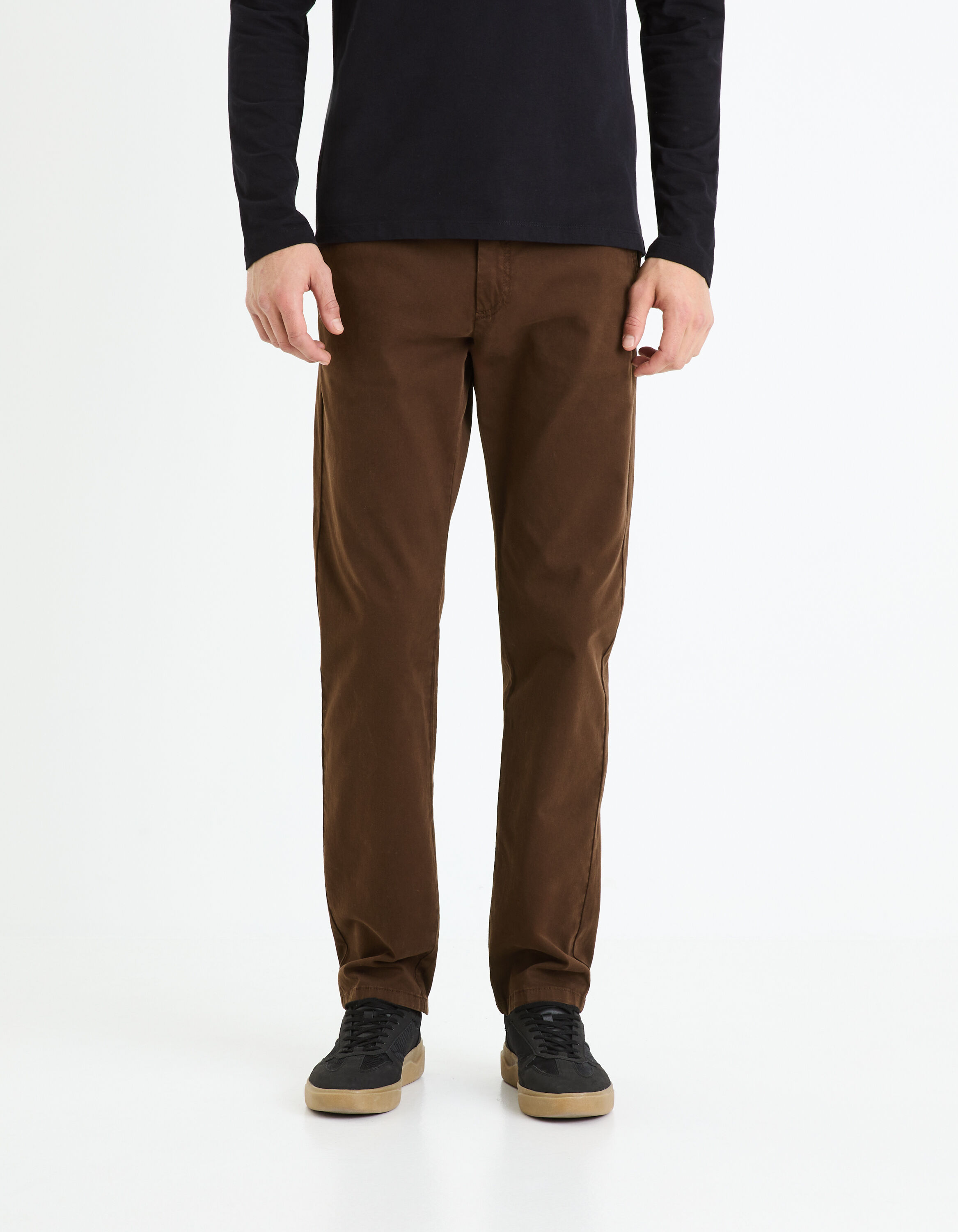 Pantalon chino straight - chocolat