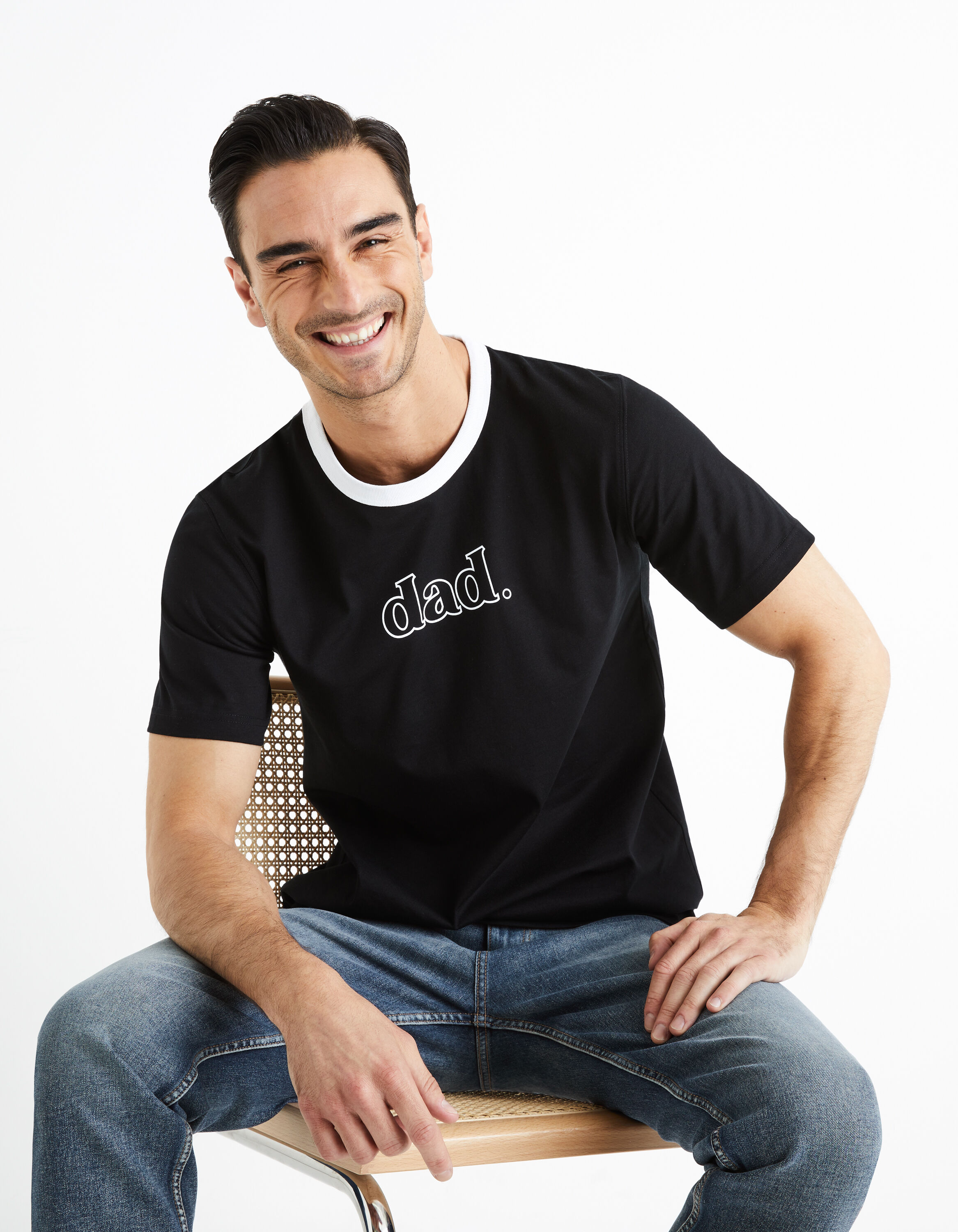 T-shirt col rond 100% coton - noir