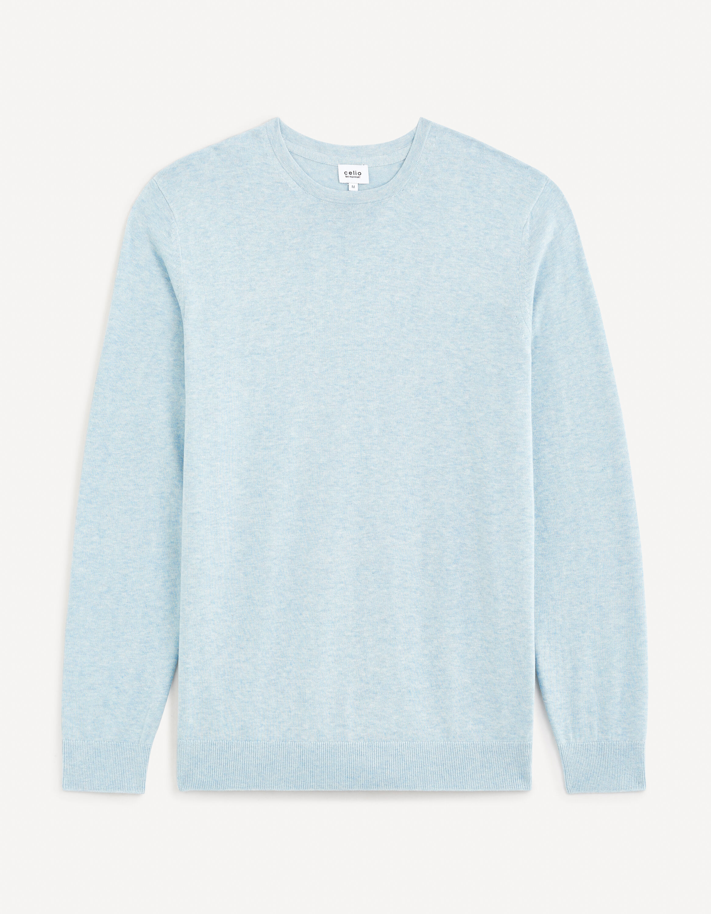 Pull col rond 100% coton - bleu clair