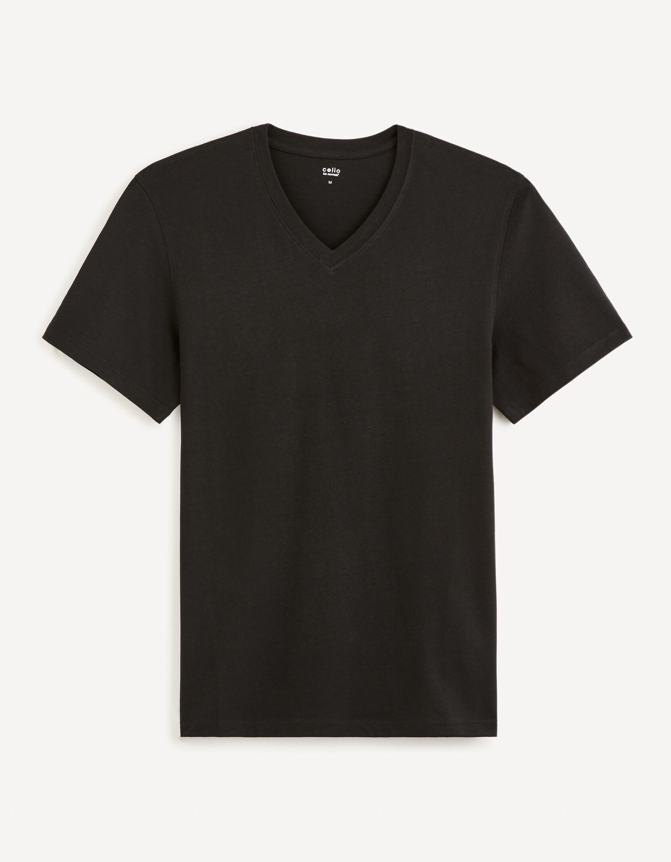 T-shirt col V 100% coton -noir