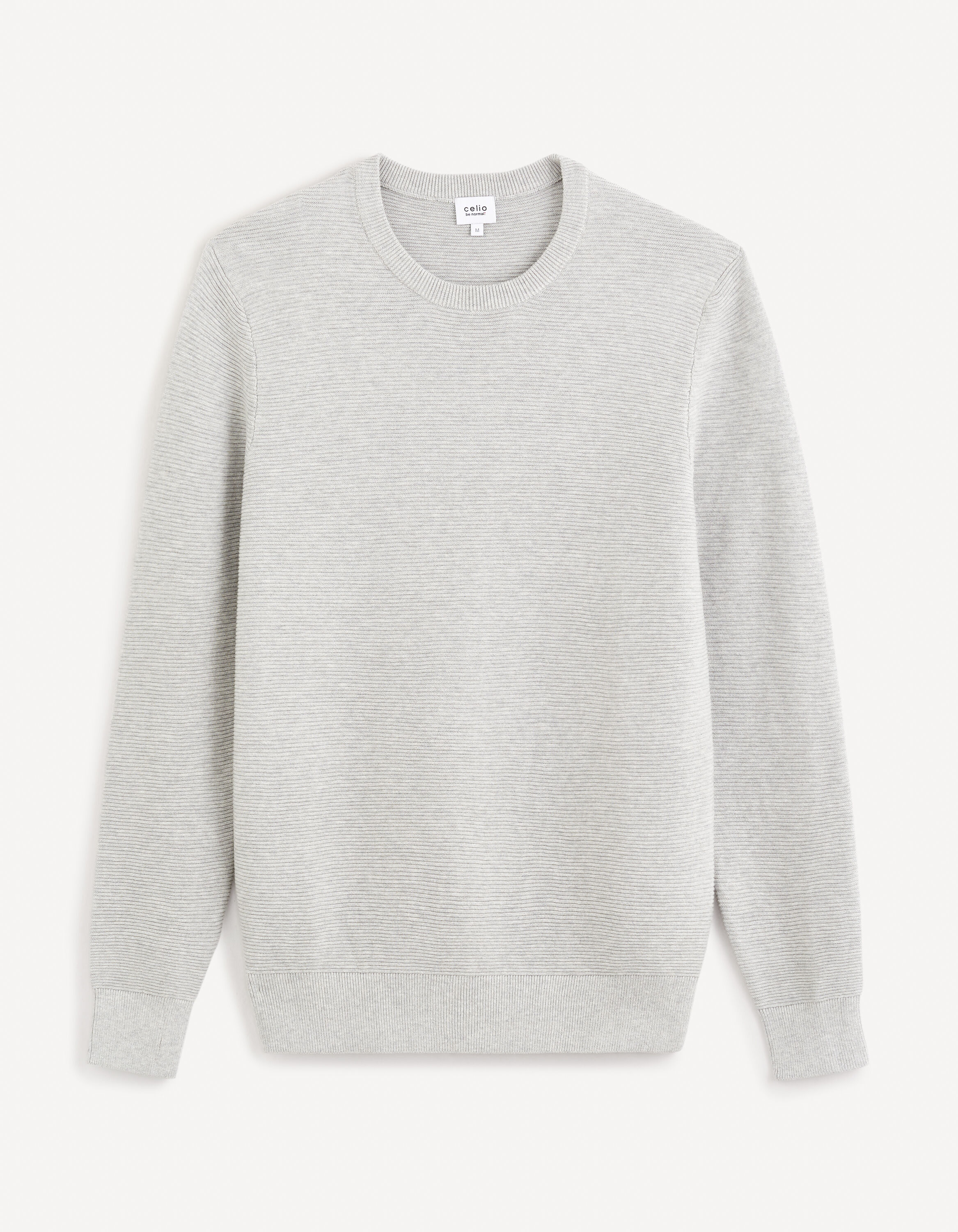 Pull col rond 100% coton - gris chine