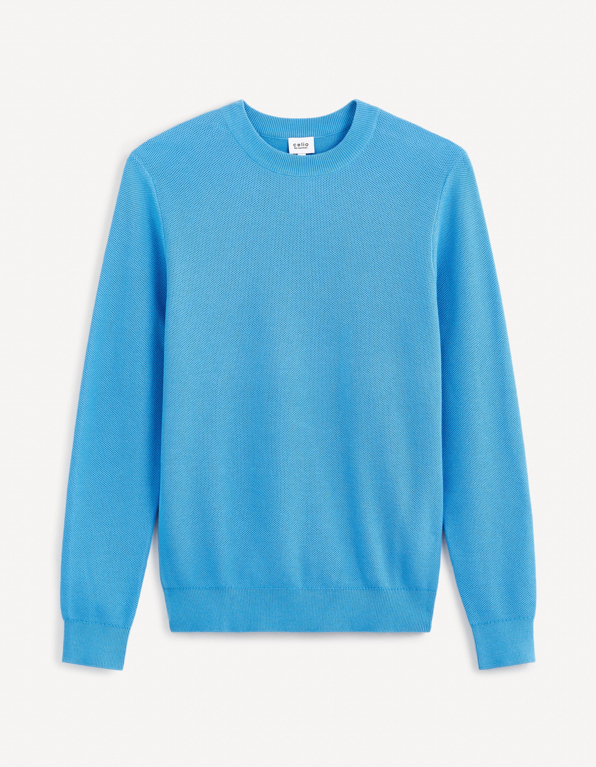Pull col rond 100% coton - bleu