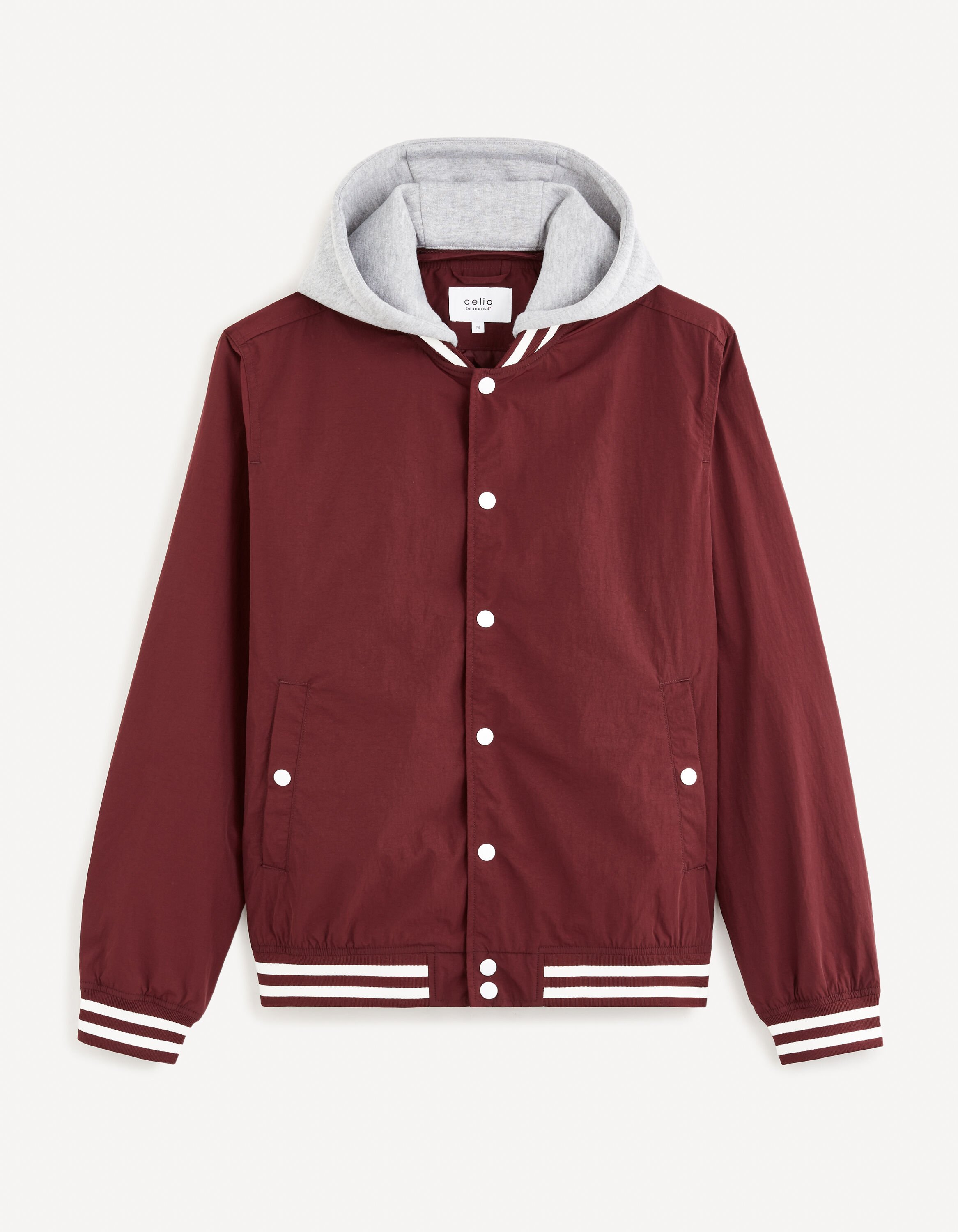 Blouson teddy &agrave; capuche - bordeaux