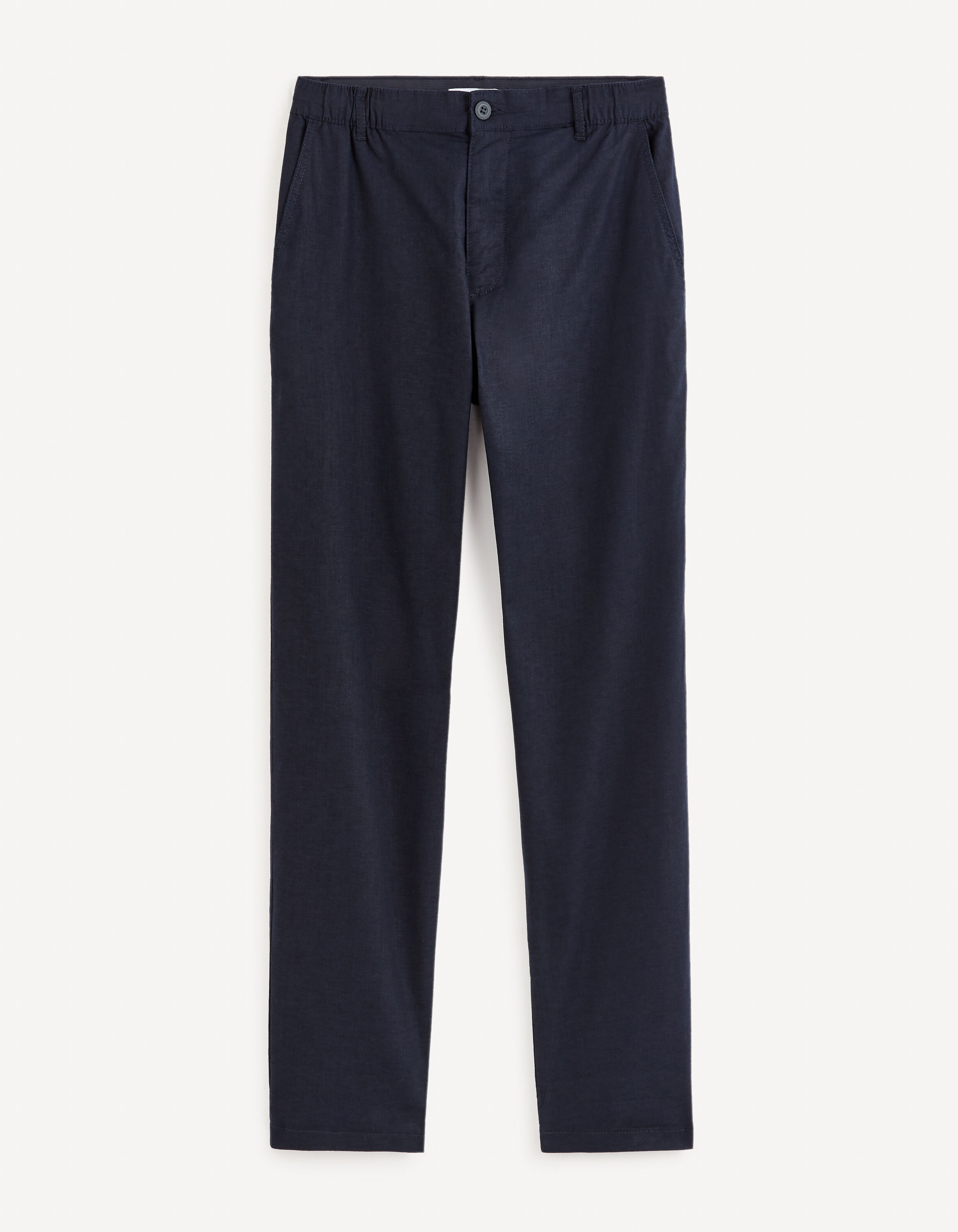 Pantalon straight en lin coton - marine
